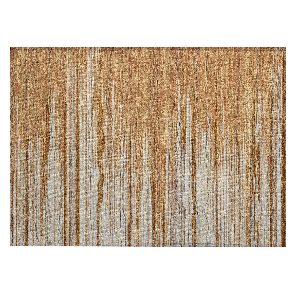 Machine Washable Indoor/ Outdoor Modern Stripe Chantille Rug