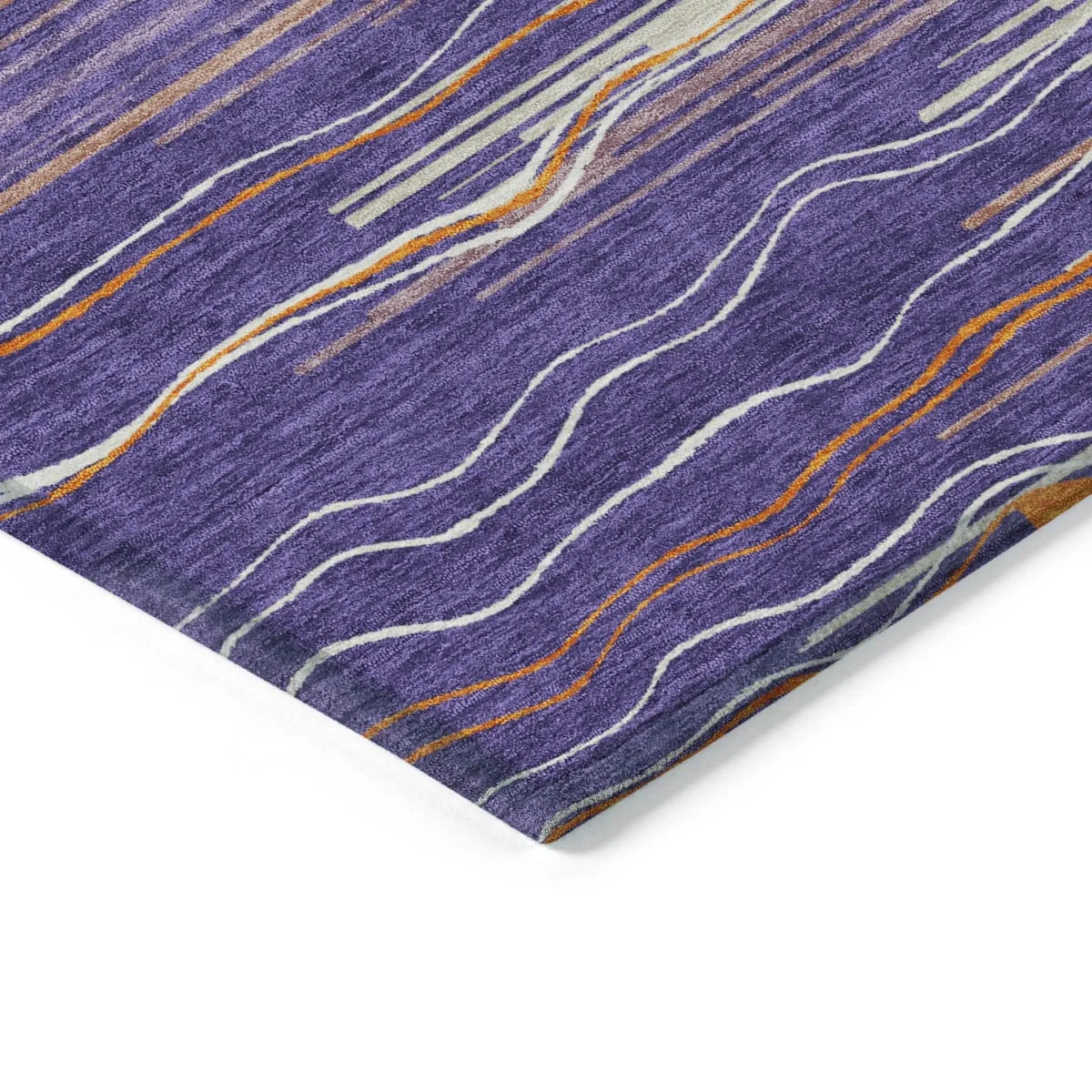 Machine Washable Indoor/ Outdoor Modern Stripe Chantille Rug