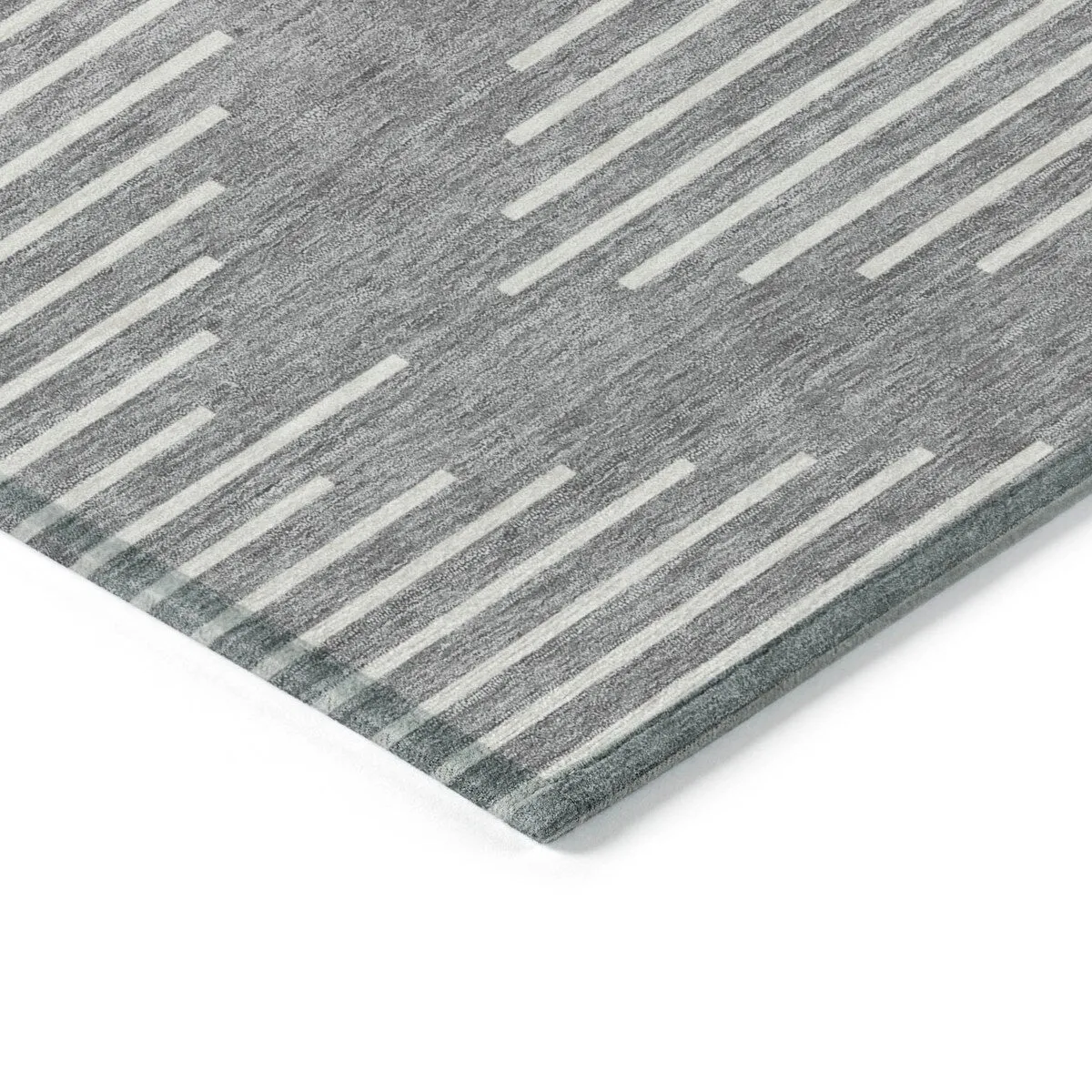 Machine Washable Indoor/ Outdoor Modern Stripe Chantille Rug