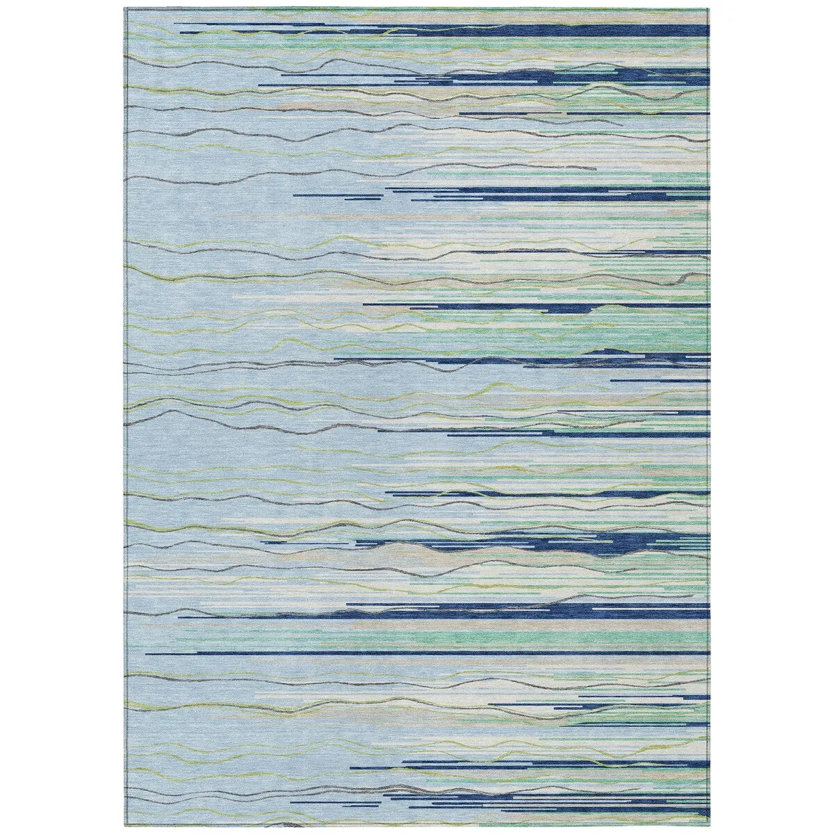 Machine Washable Indoor/ Outdoor Modern Stripe Chantille Rug