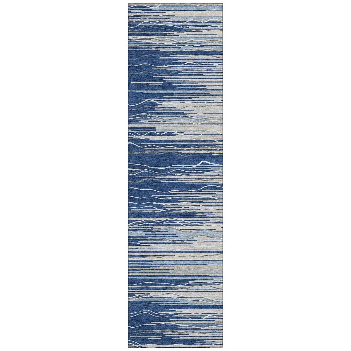 Machine Washable Indoor/ Outdoor Modern Stripe Chantille Rug