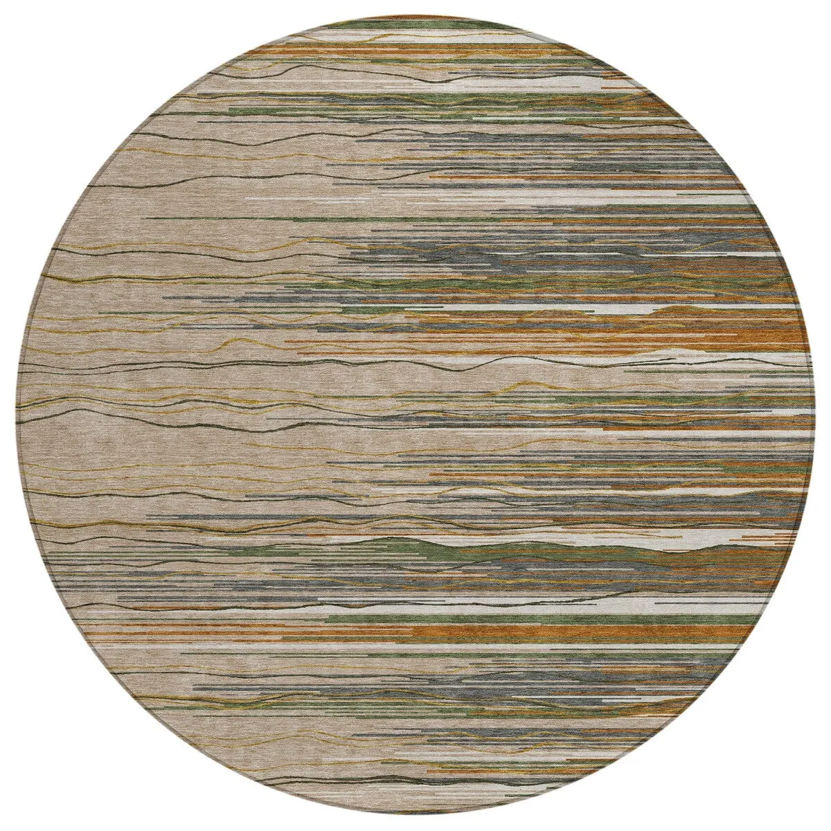 Machine Washable Indoor/ Outdoor Modern Stripe Chantille Rug