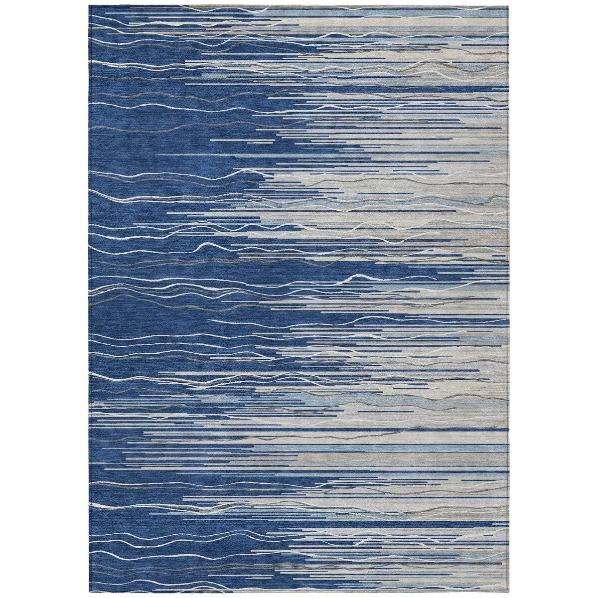 Machine Washable Indoor/ Outdoor Modern Stripe Chantille Rug