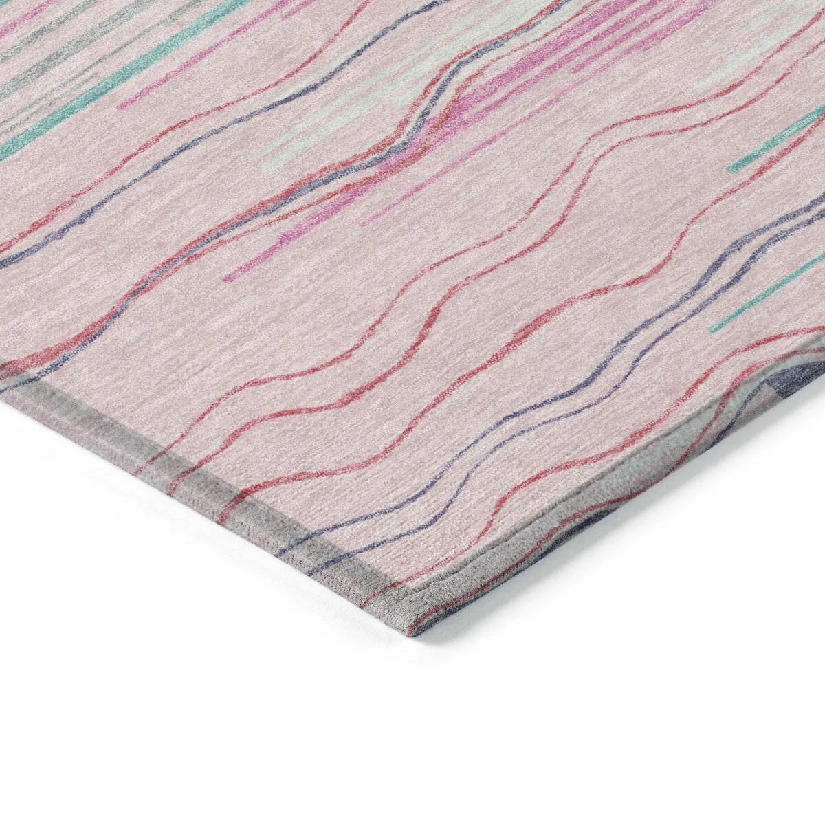 Machine Washable Indoor/ Outdoor Modern Stripe Chantille Rug