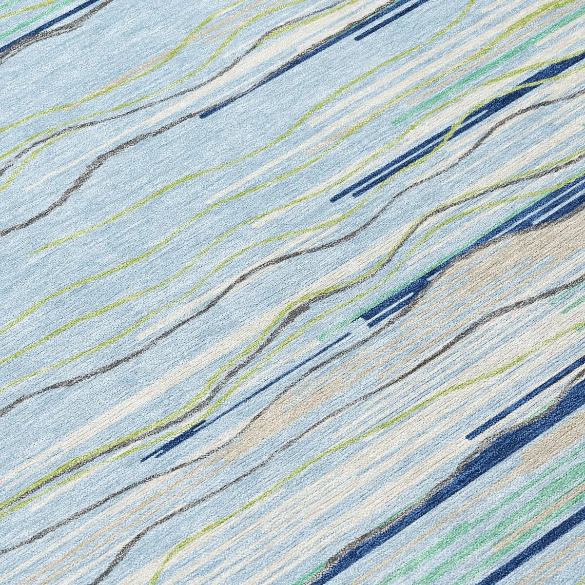 Machine Washable Indoor/ Outdoor Modern Stripe Chantille Rug