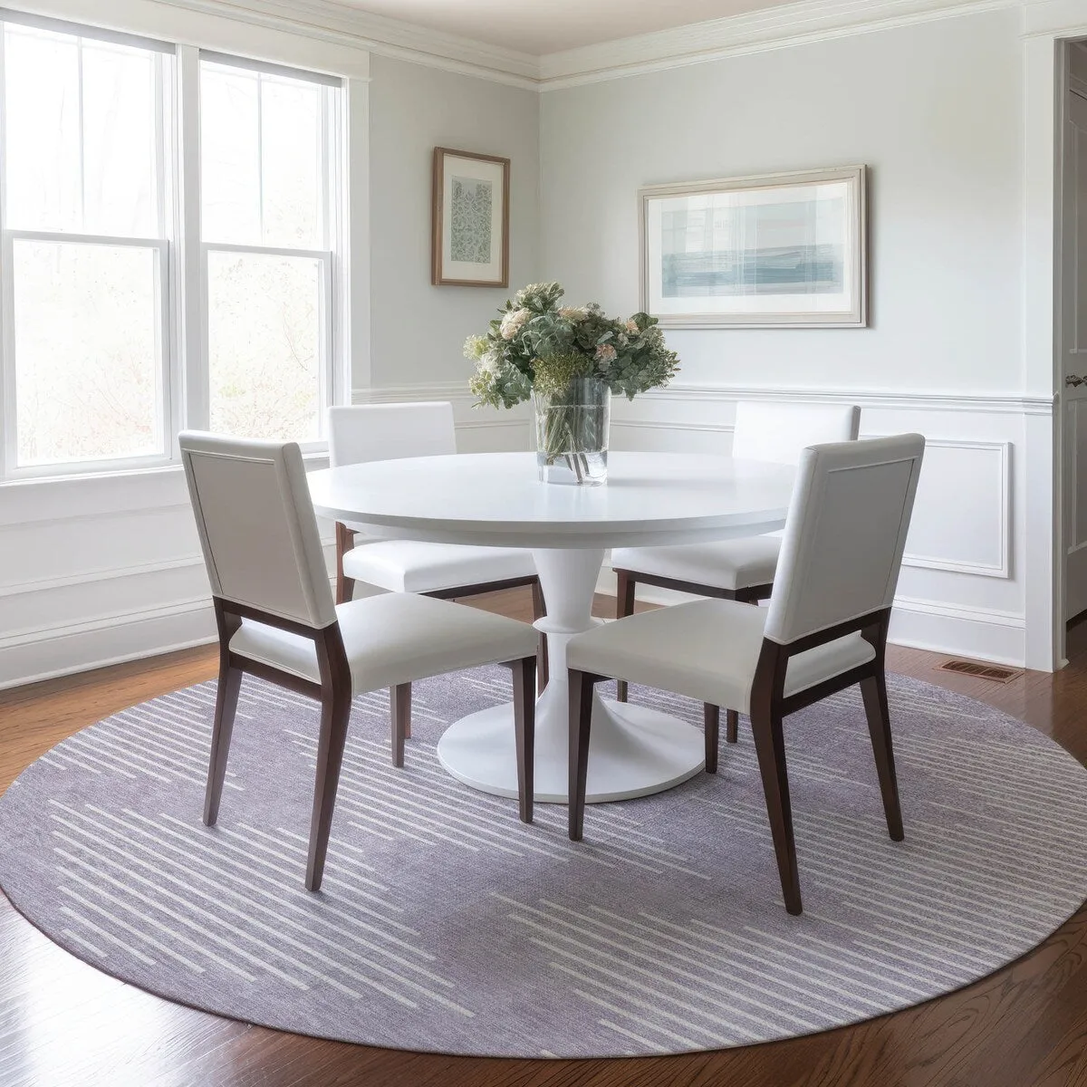 Machine Washable Indoor/ Outdoor Modern Stripe Chantille Rug