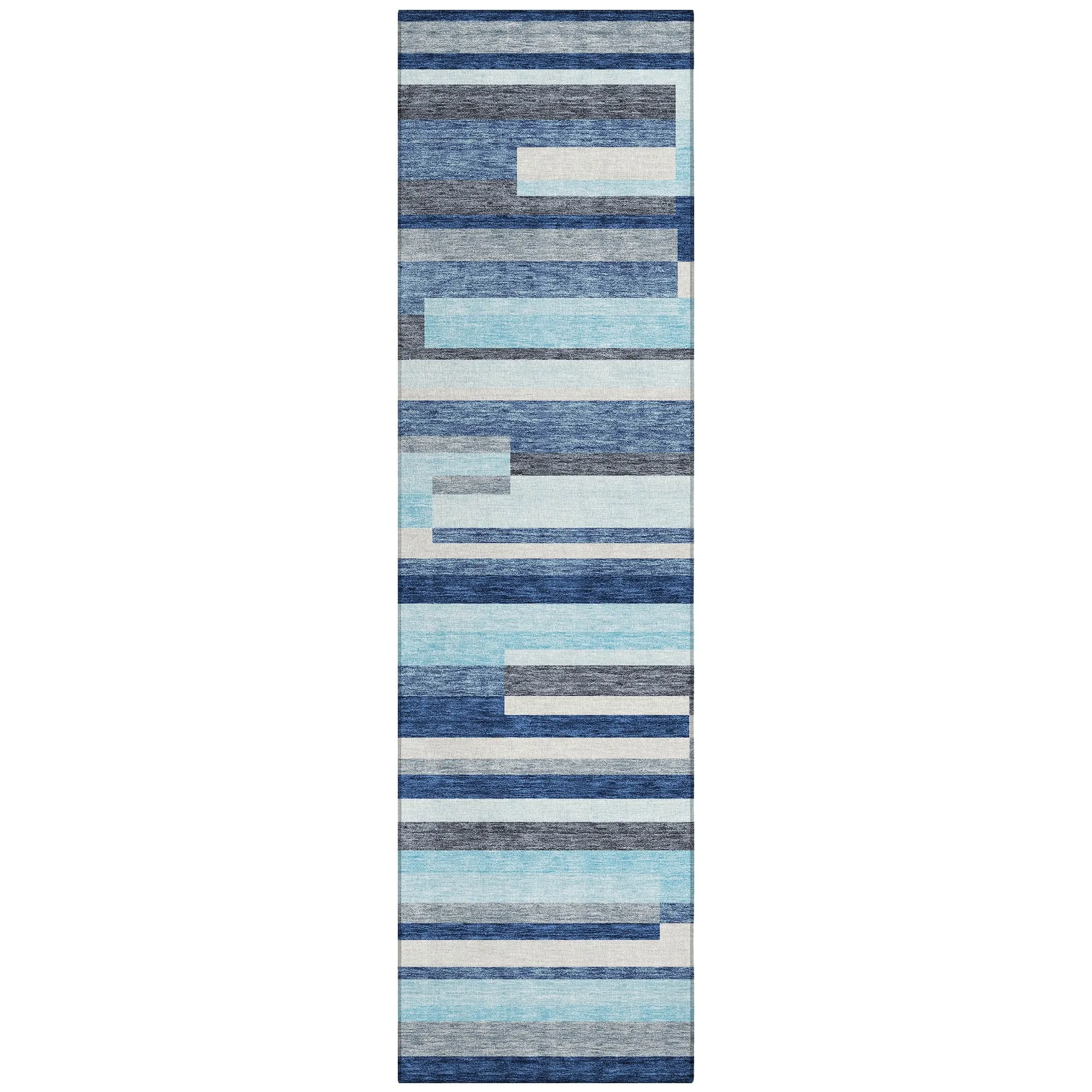Machine Washable Indoor/ Outdoor Modern Stripes Chantille Rug