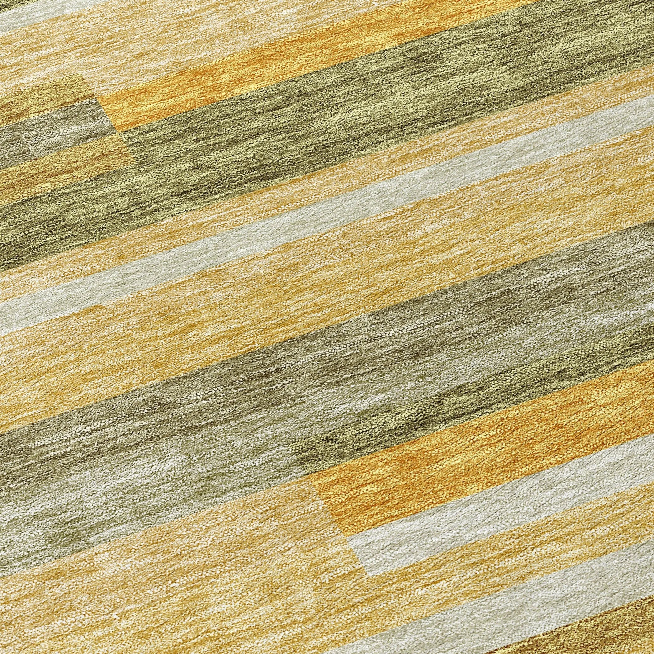 Machine Washable Indoor/ Outdoor Modern Stripes Chantille Rug