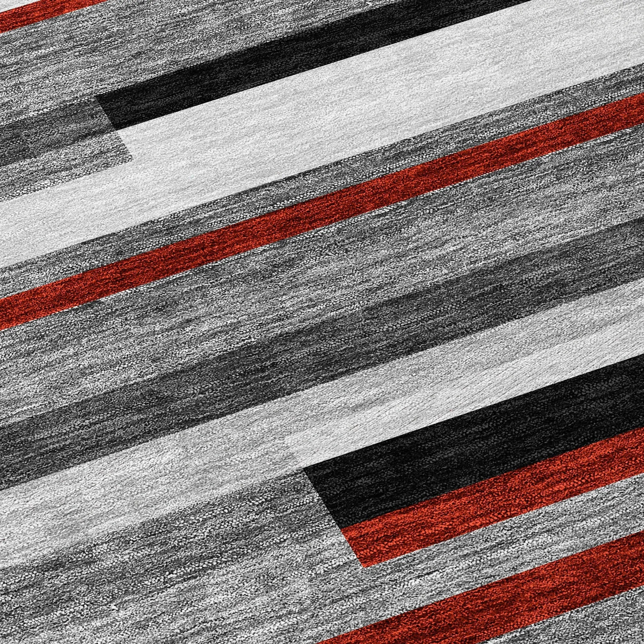 Machine Washable Indoor/ Outdoor Modern Stripes Chantille Rug