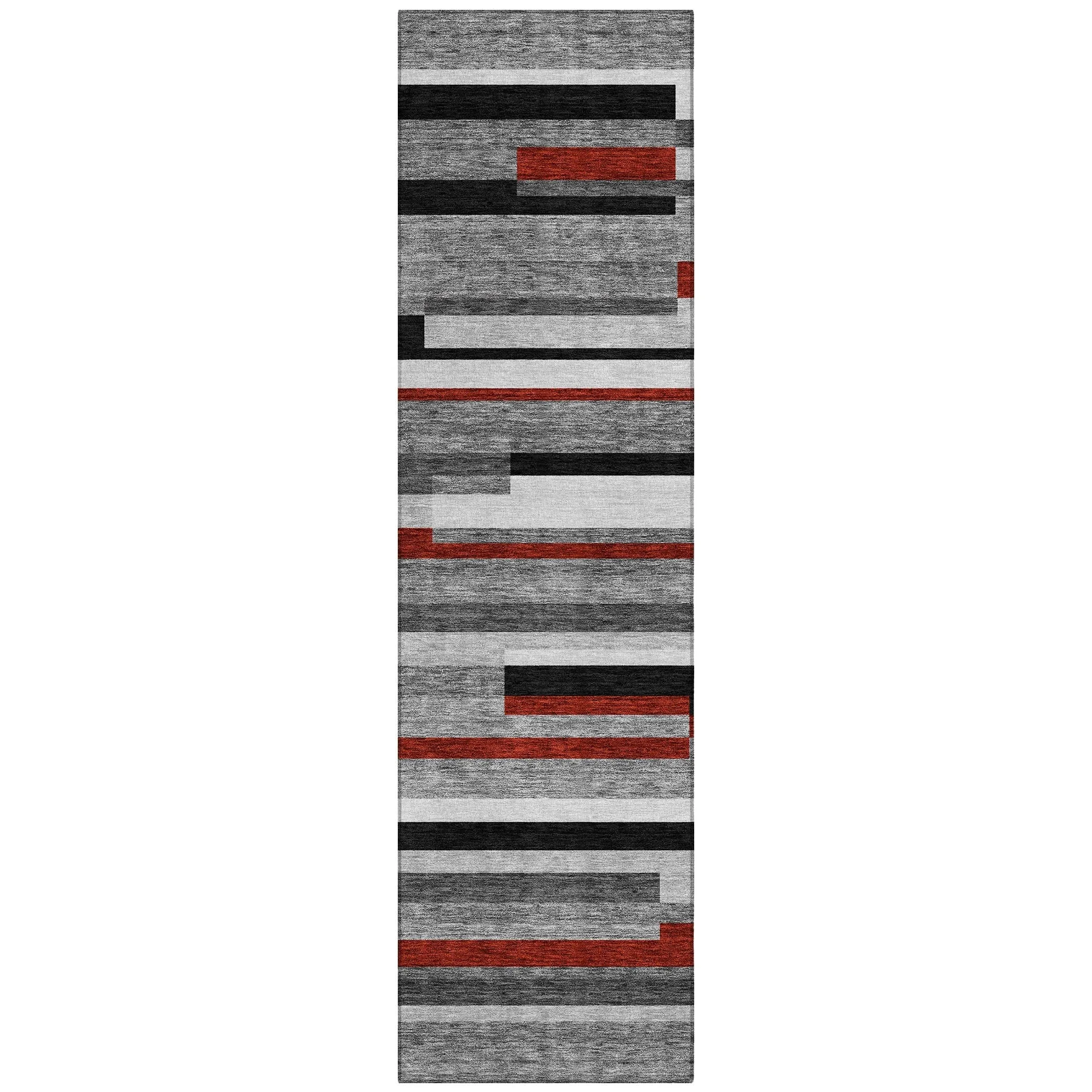 Machine Washable Indoor/ Outdoor Modern Stripes Chantille Rug