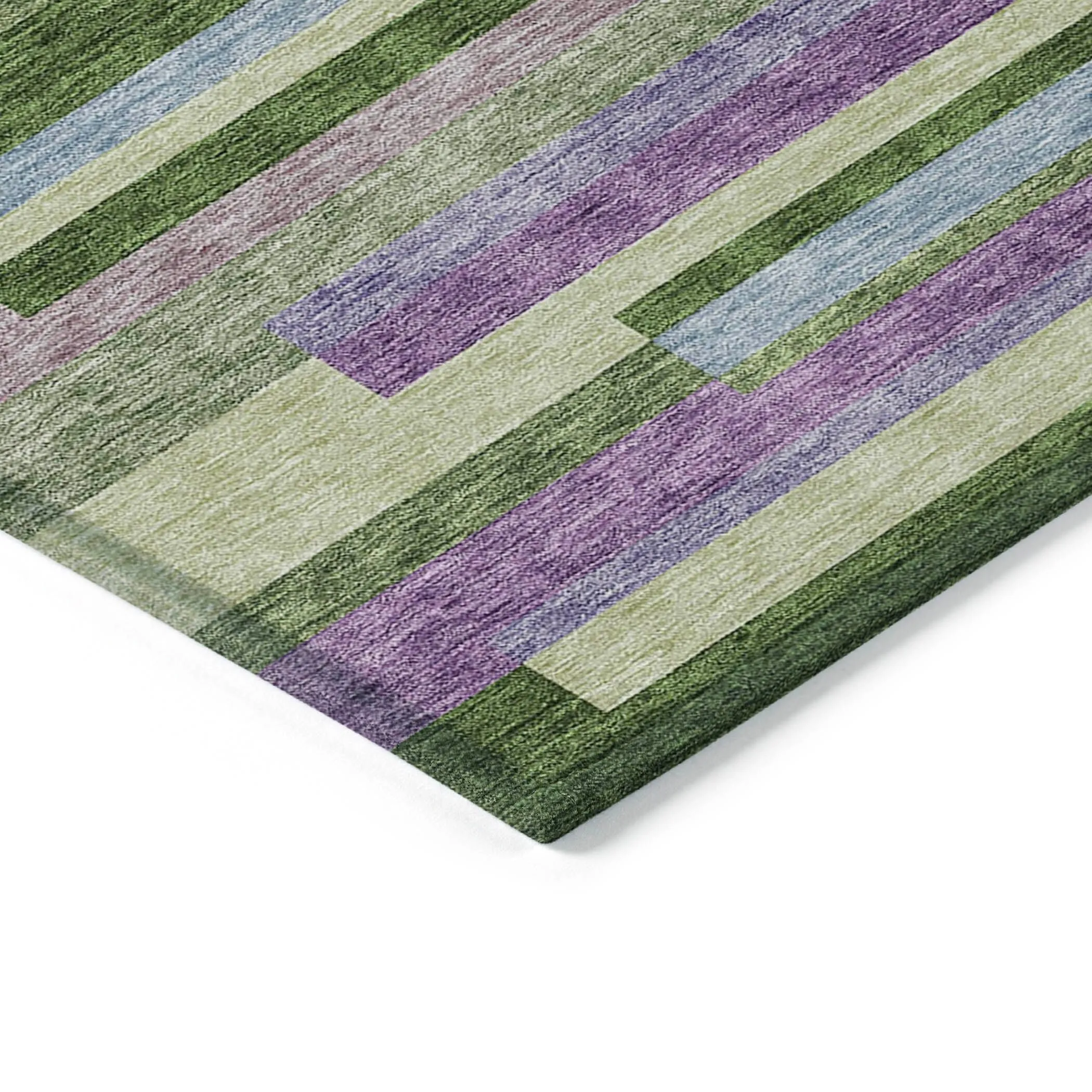 Machine Washable Indoor/ Outdoor Modern Stripes Chantille Rug