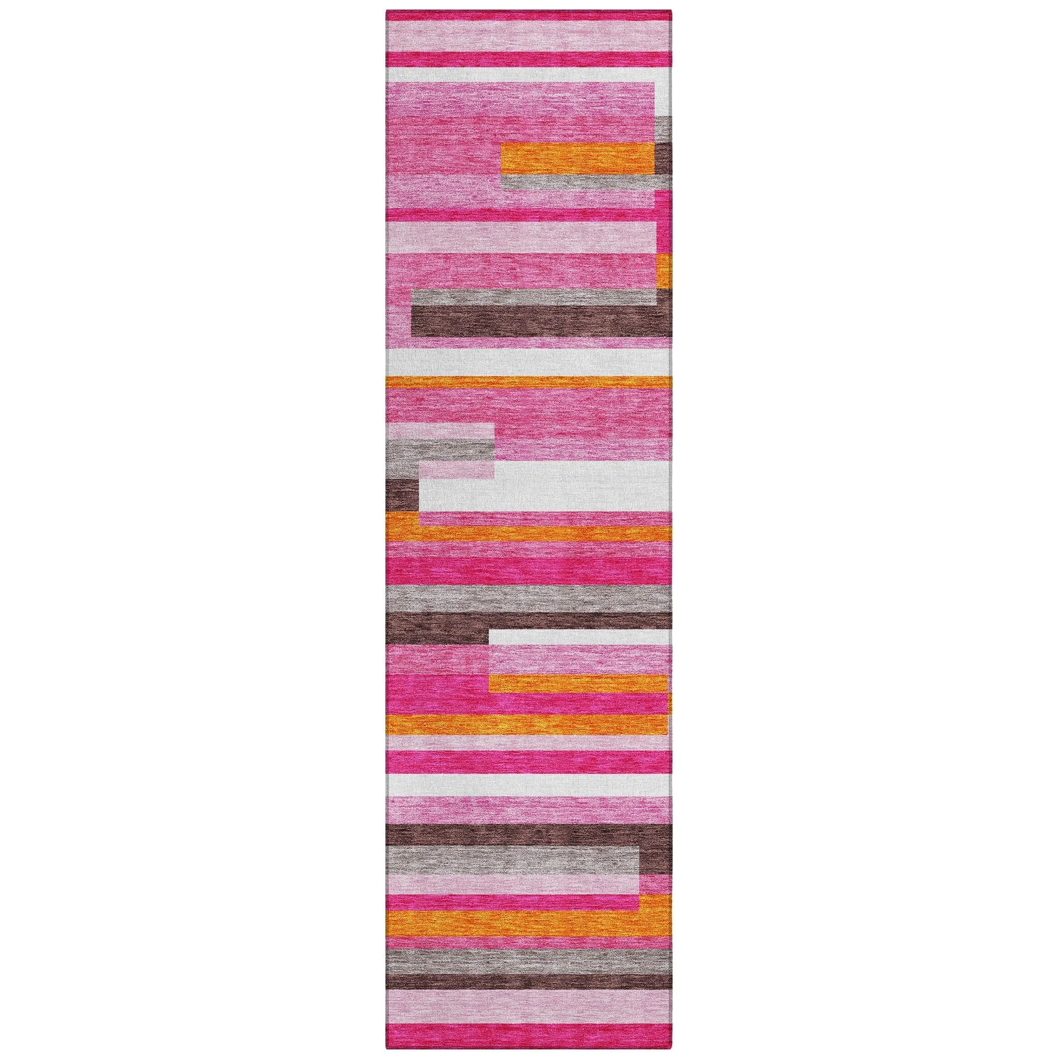 Machine Washable Indoor/ Outdoor Modern Stripes Chantille Rug