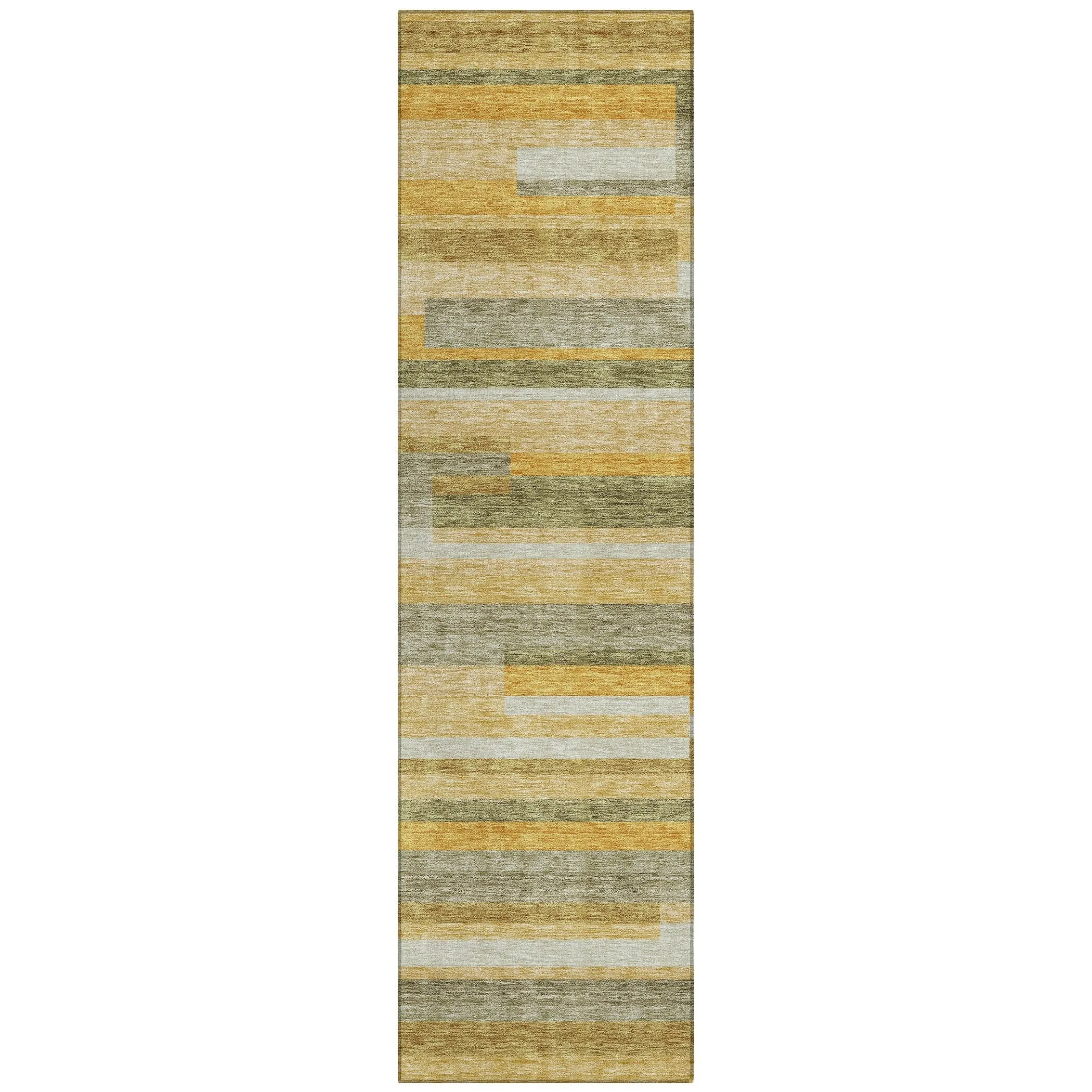 Machine Washable Indoor/ Outdoor Modern Stripes Chantille Rug