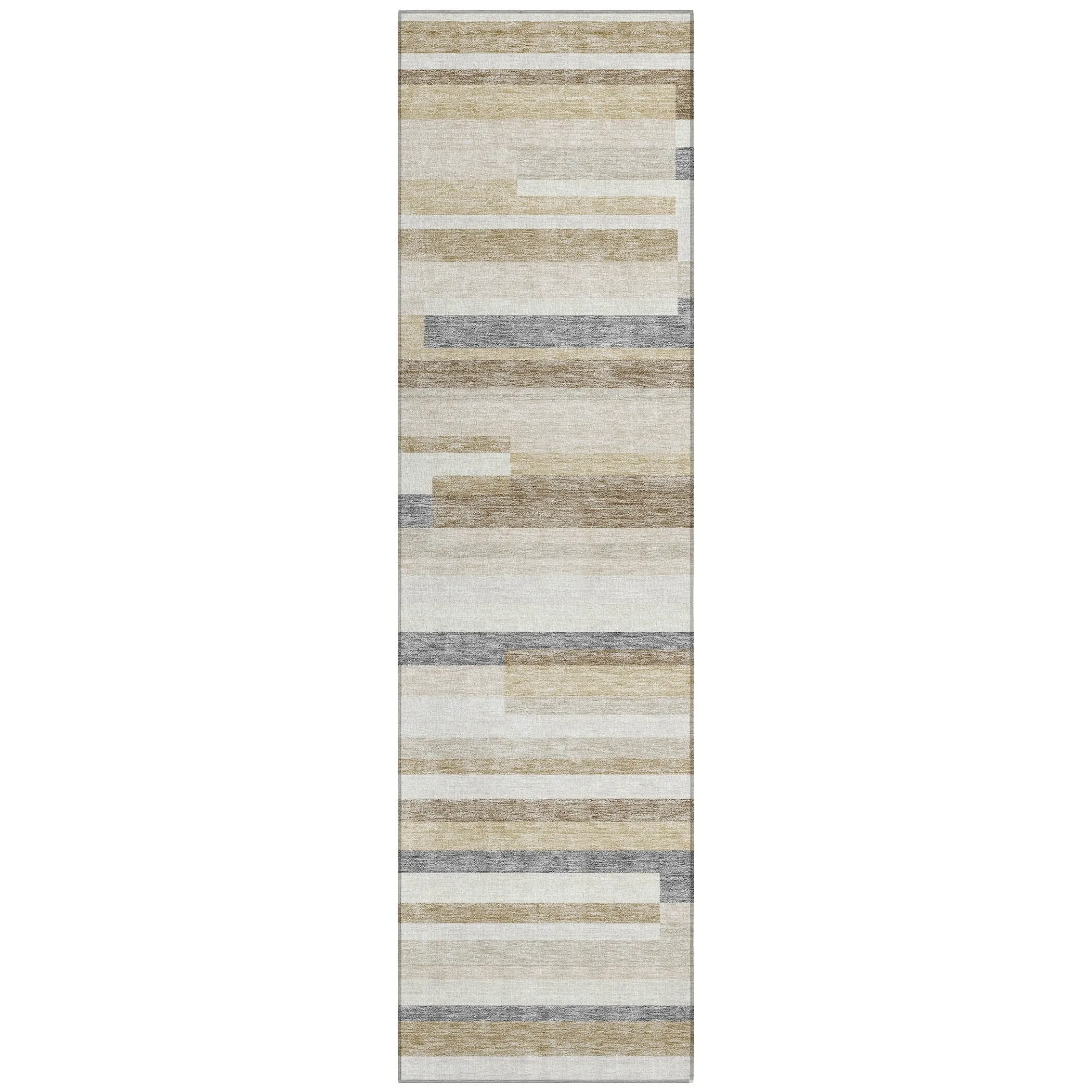 Machine Washable Indoor/ Outdoor Modern Stripes Chantille Rug