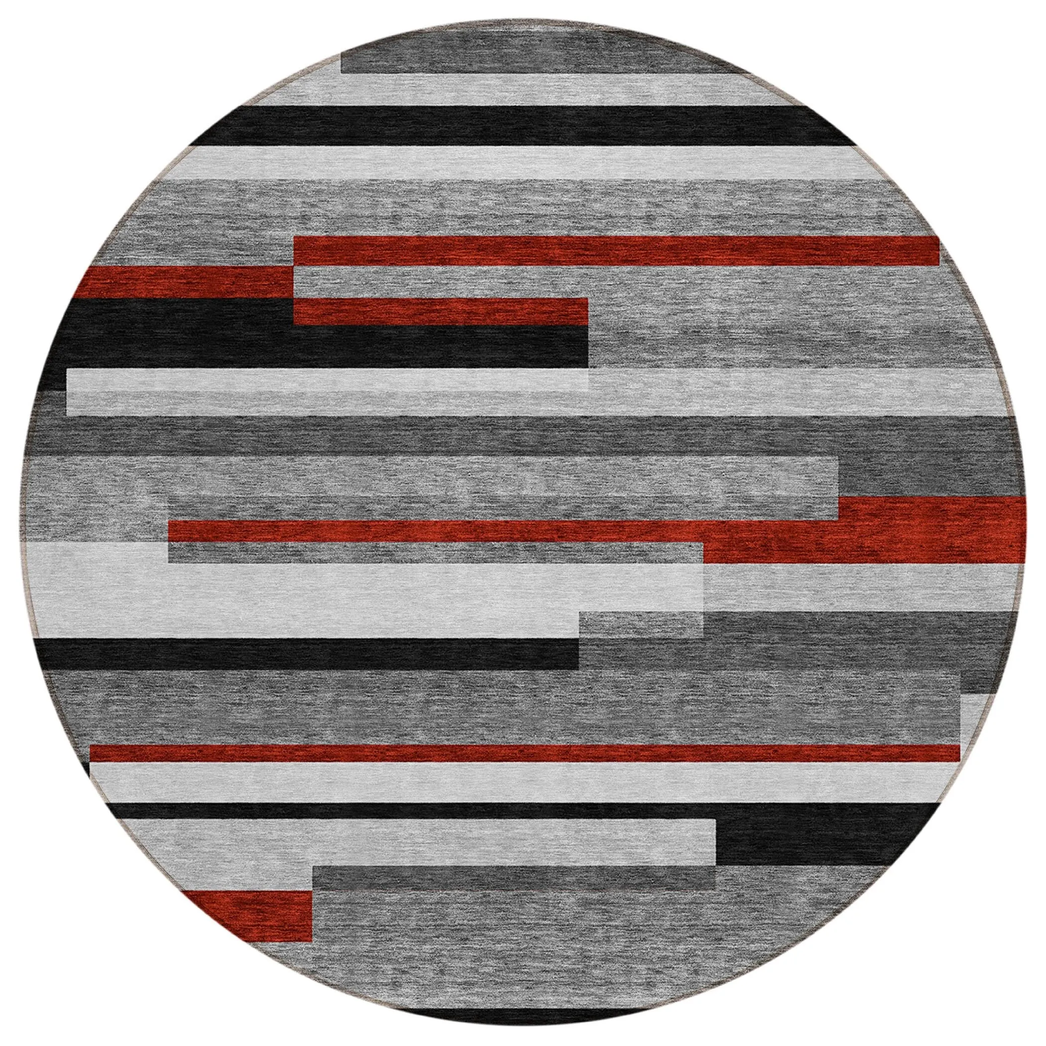 Machine Washable Indoor/ Outdoor Modern Stripes Chantille Rug