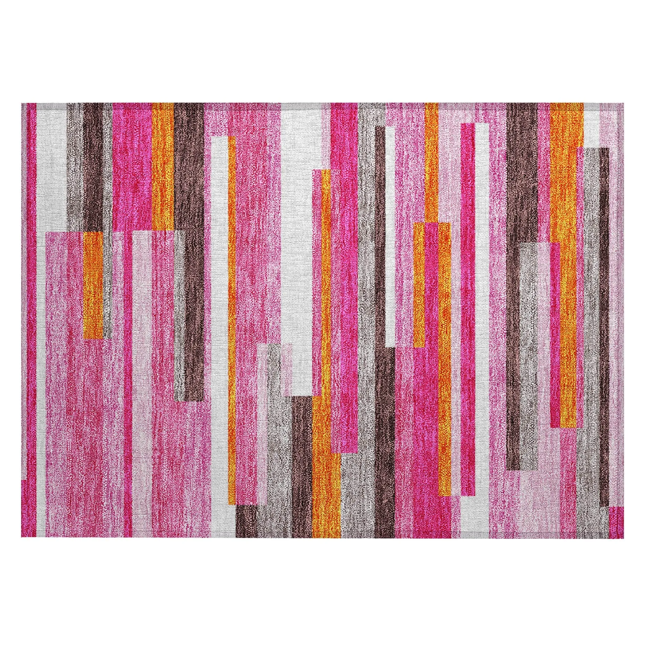 Machine Washable Indoor/ Outdoor Modern Stripes Chantille Rug