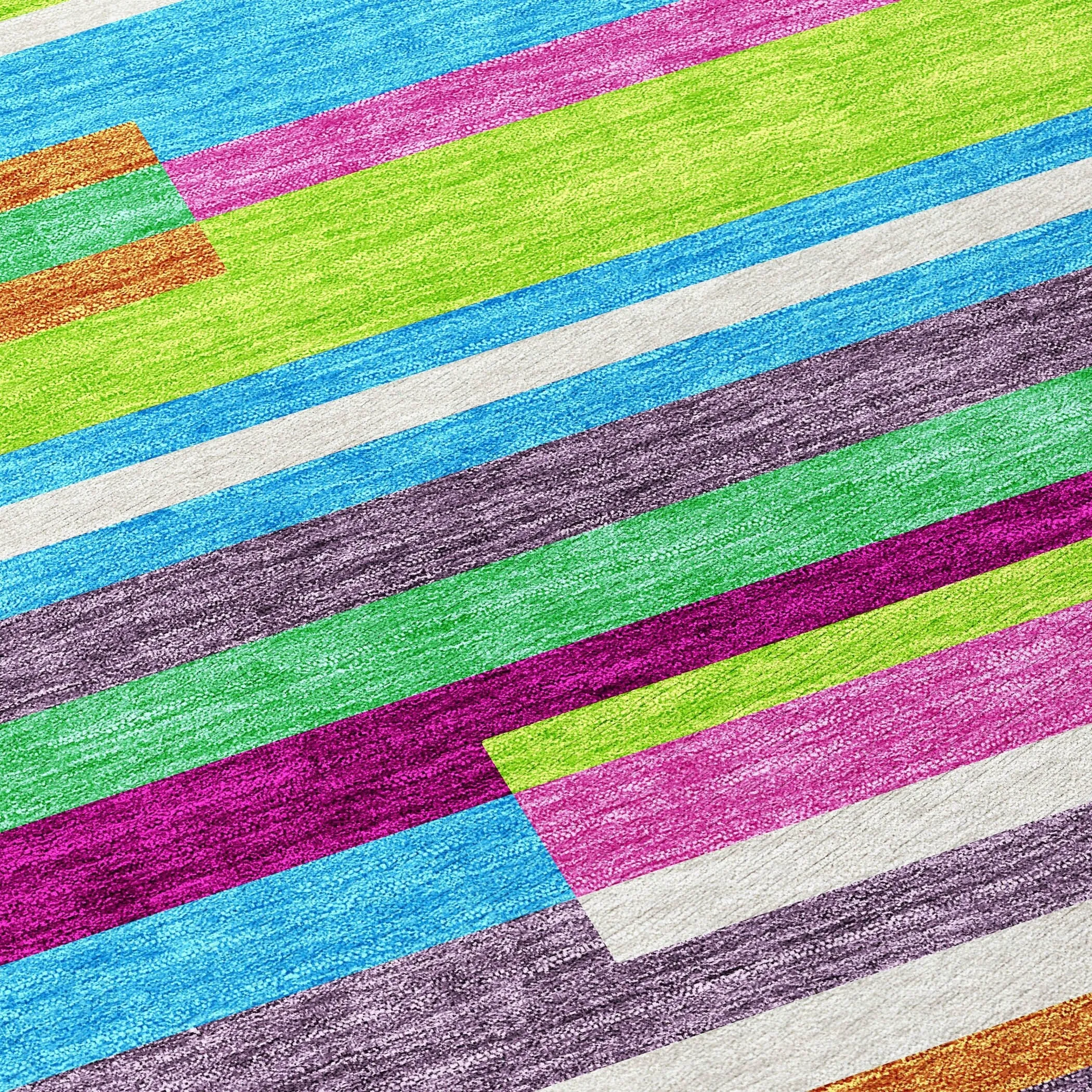 Machine Washable Indoor/ Outdoor Modern Stripes Chantille Rug