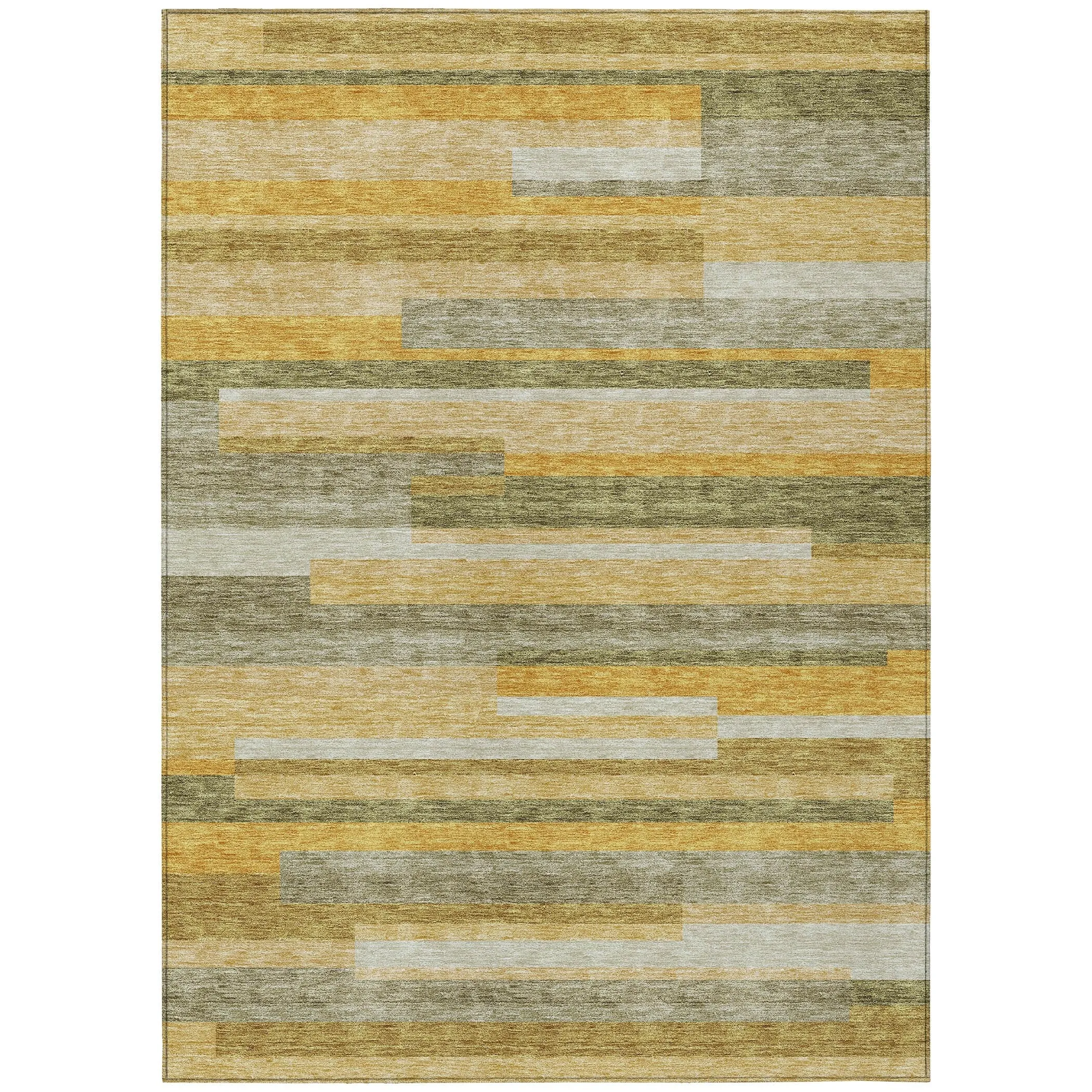 Machine Washable Indoor/ Outdoor Modern Stripes Chantille Rug