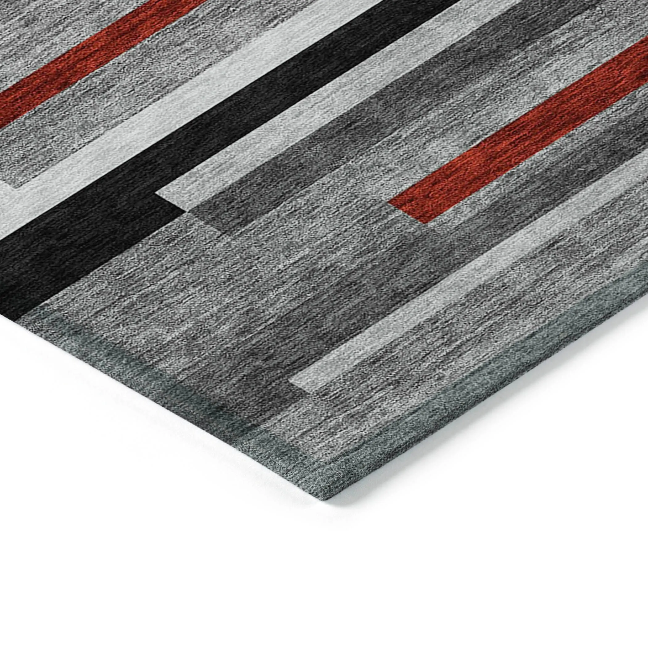 Machine Washable Indoor/ Outdoor Modern Stripes Chantille Rug