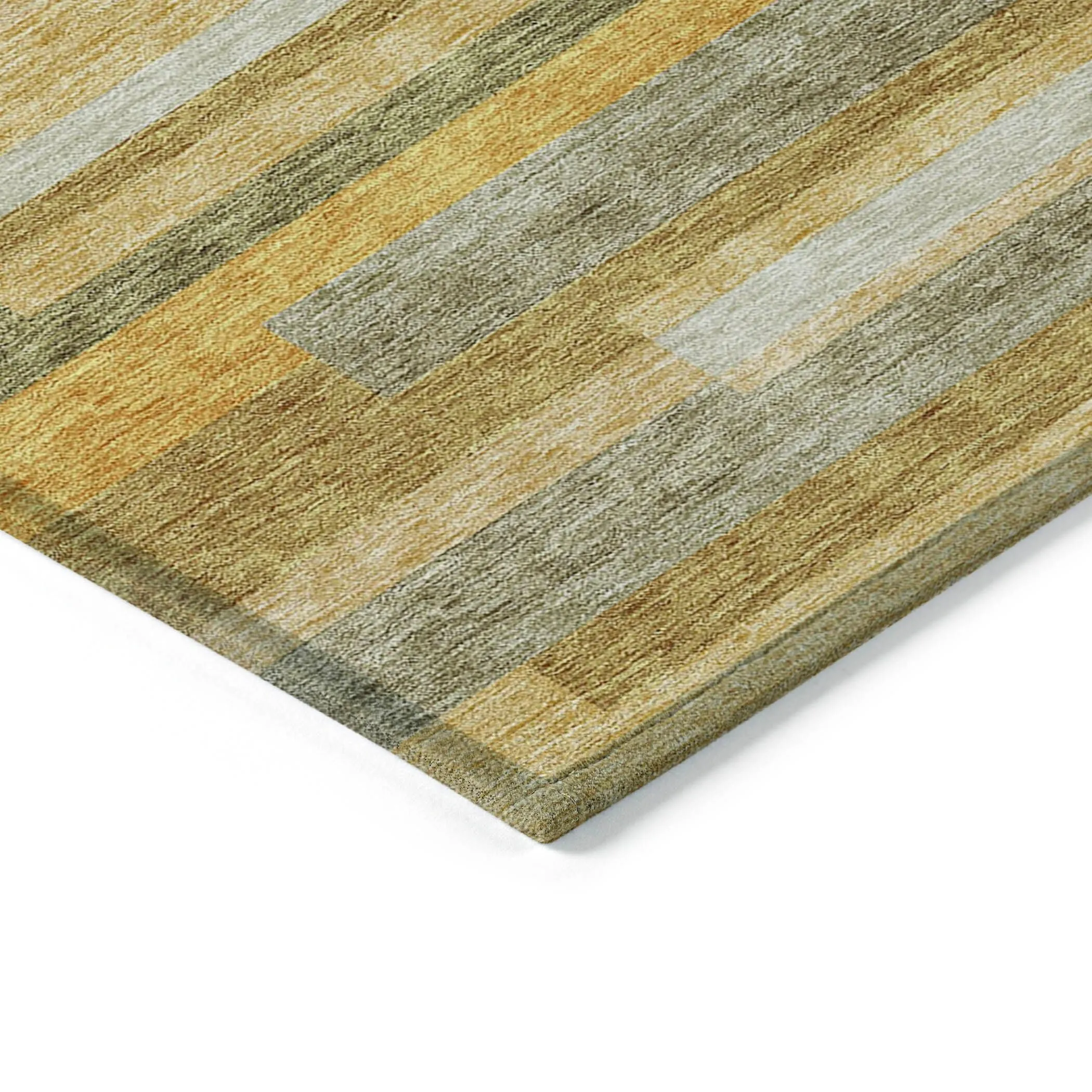 Machine Washable Indoor/ Outdoor Modern Stripes Chantille Rug