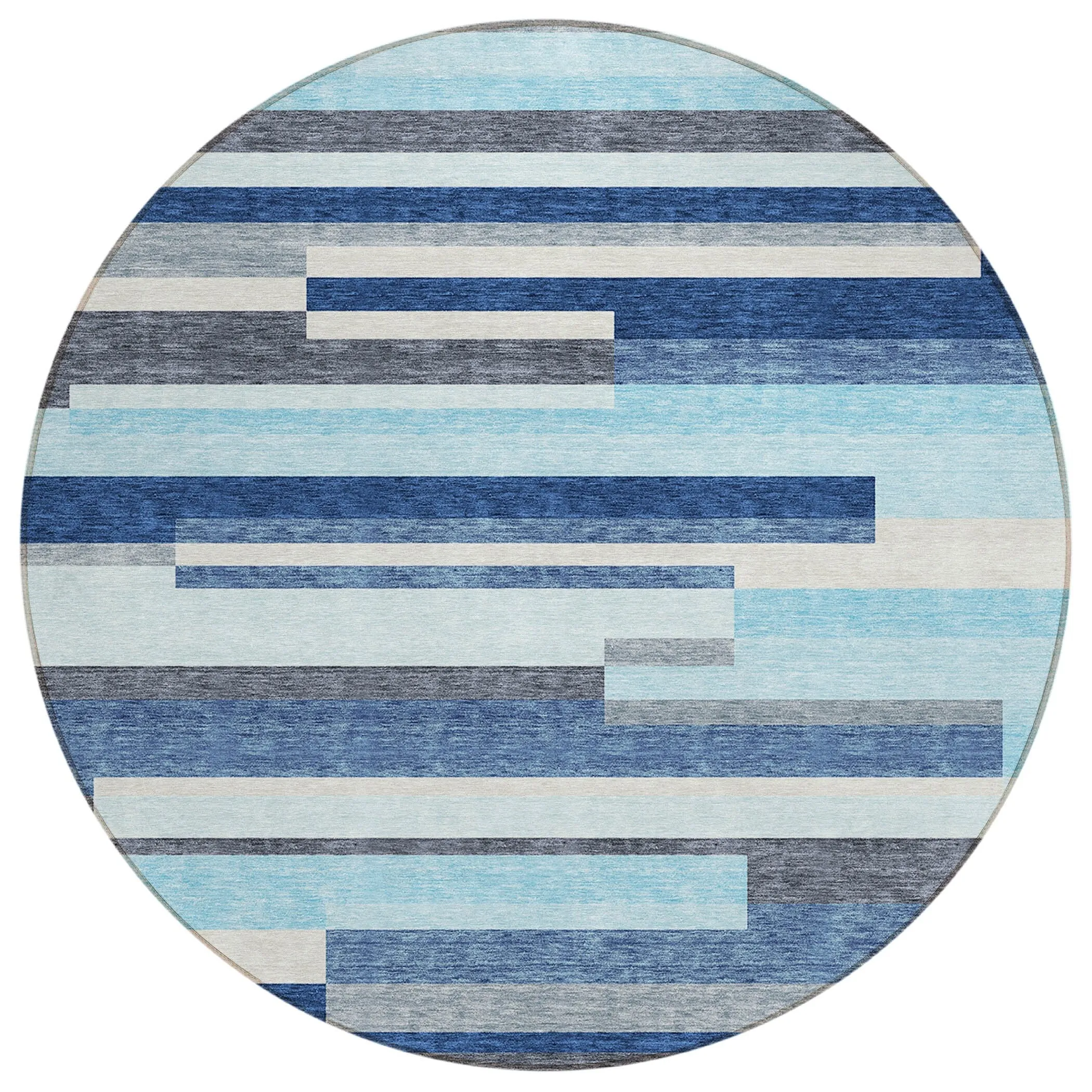 Machine Washable Indoor/ Outdoor Modern Stripes Chantille Rug