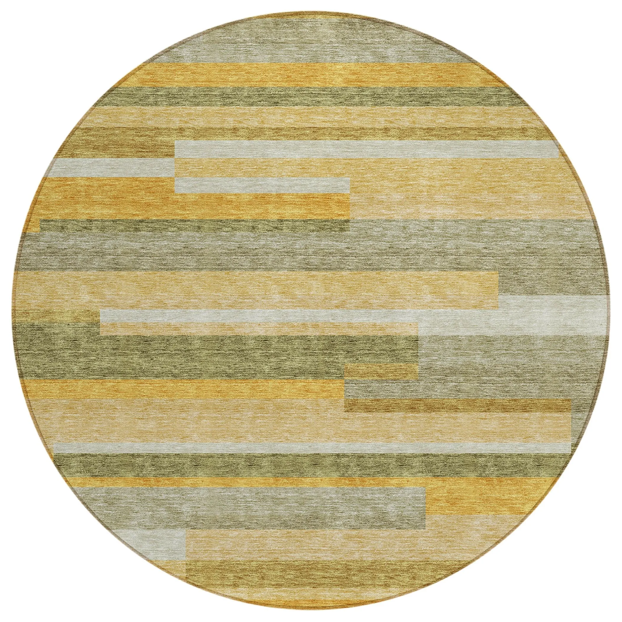 Machine Washable Indoor/ Outdoor Modern Stripes Chantille Rug