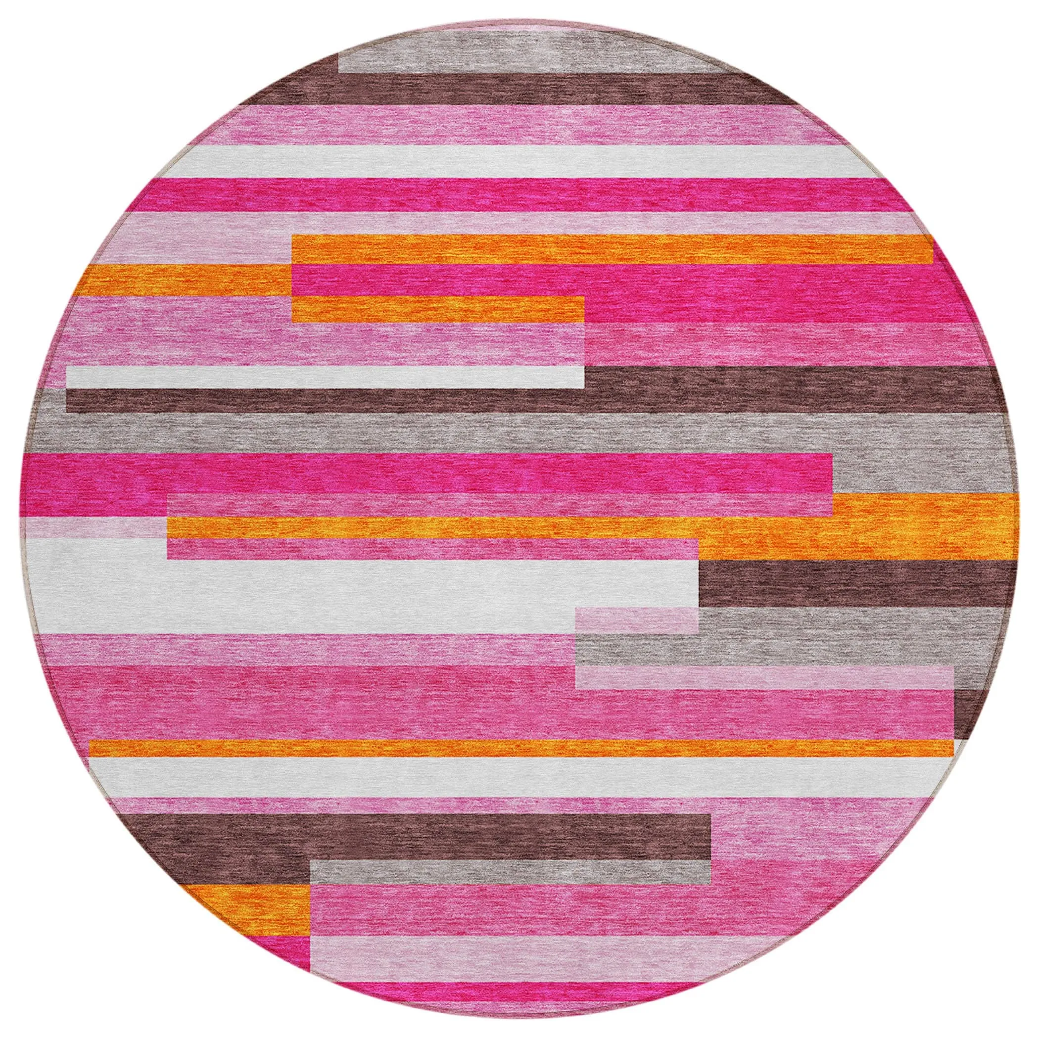 Machine Washable Indoor/ Outdoor Modern Stripes Chantille Rug
