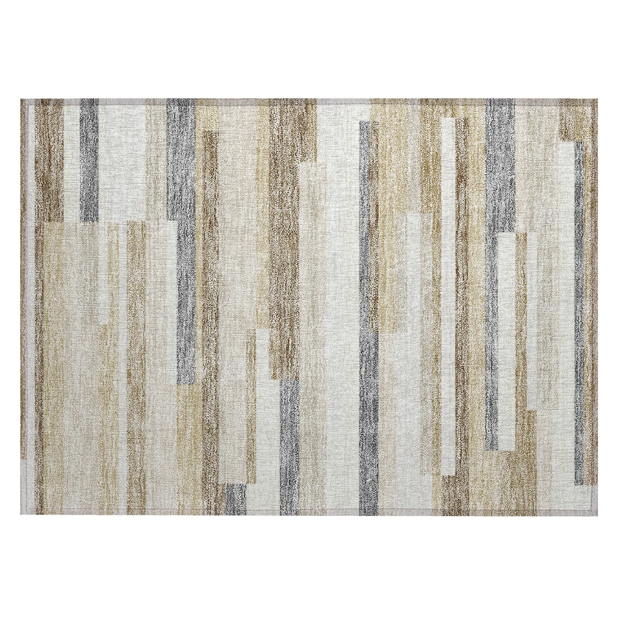 Machine Washable Indoor/ Outdoor Modern Stripes Chantille Rug