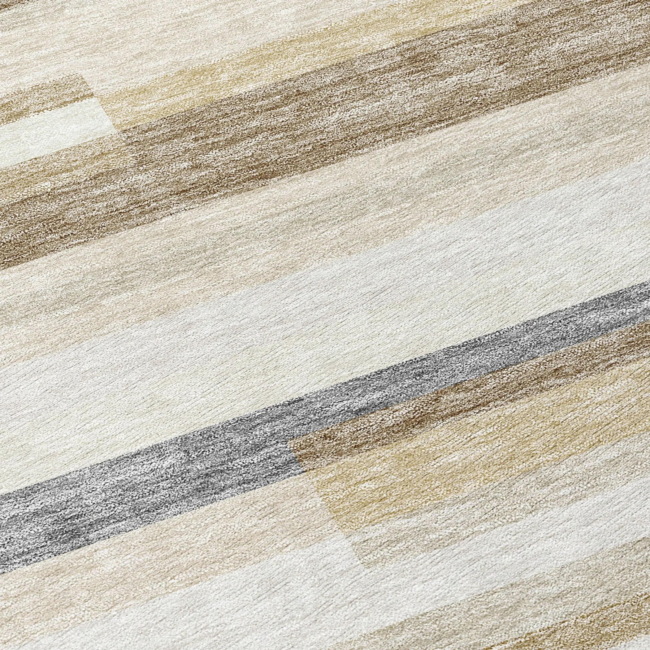 Machine Washable Indoor/ Outdoor Modern Stripes Chantille Rug