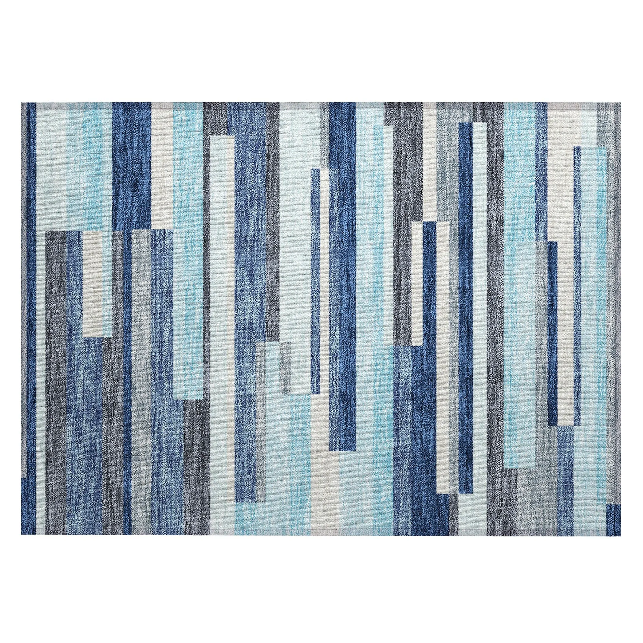 Machine Washable Indoor/ Outdoor Modern Stripes Chantille Rug