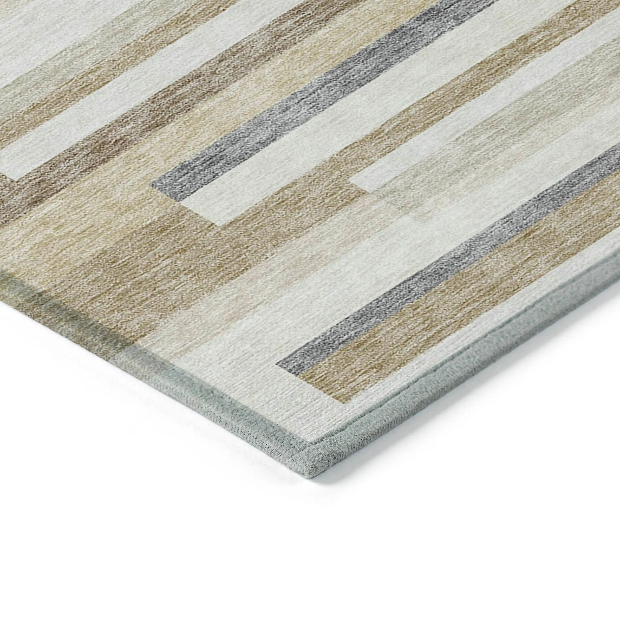 Machine Washable Indoor/ Outdoor Modern Stripes Chantille Rug
