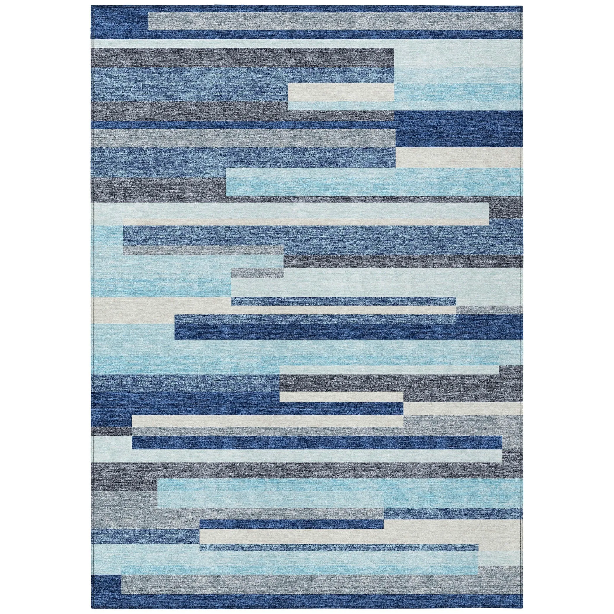 Machine Washable Indoor/ Outdoor Modern Stripes Chantille Rug