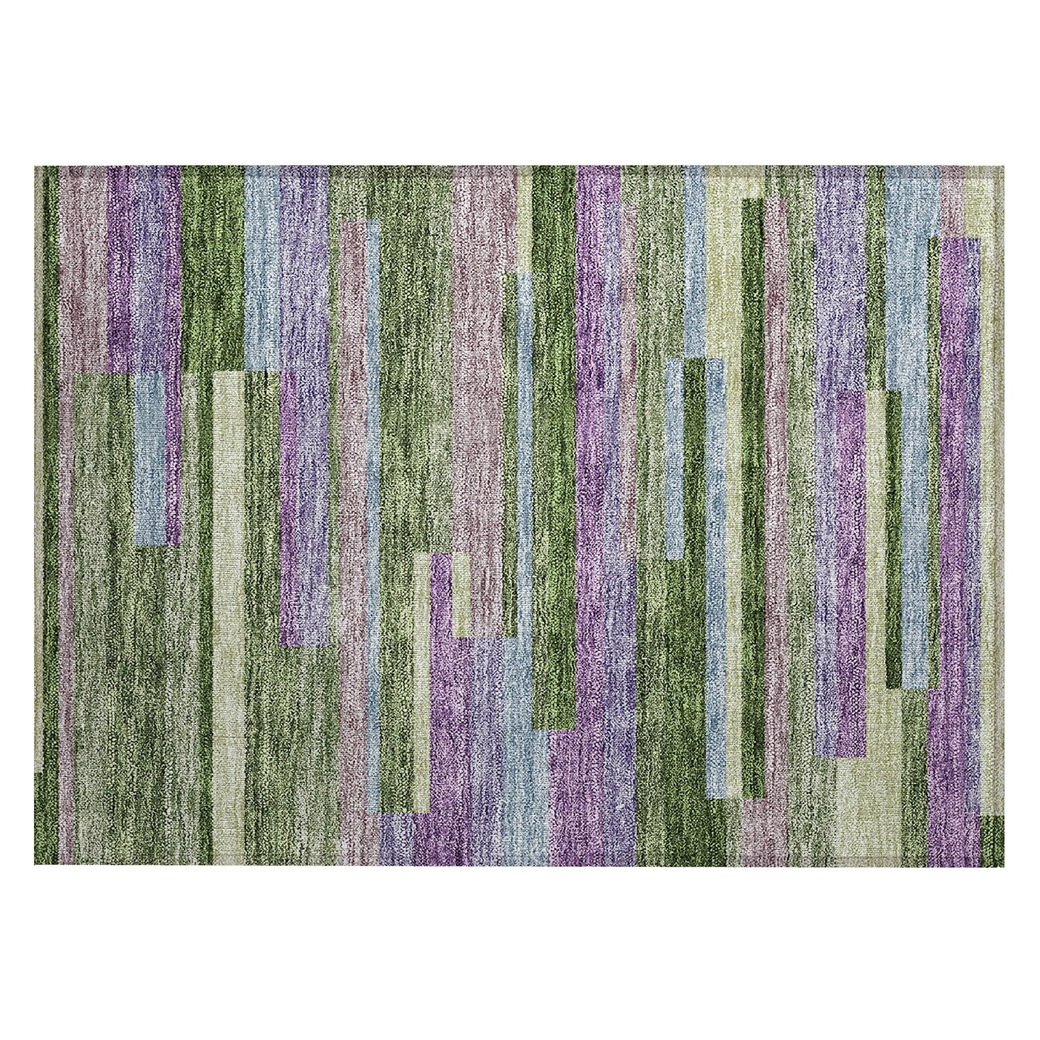 Machine Washable Indoor/ Outdoor Modern Stripes Chantille Rug