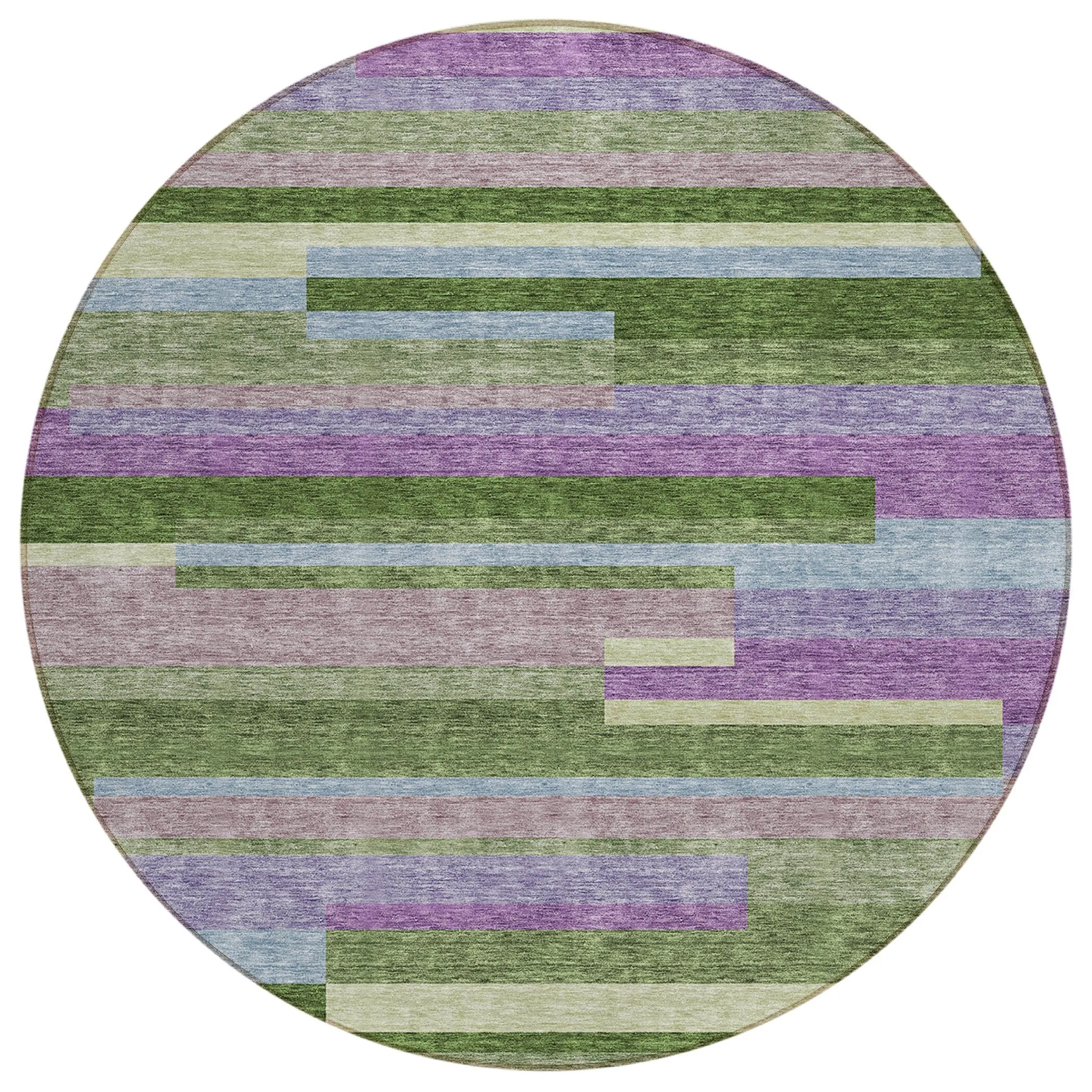 Machine Washable Indoor/ Outdoor Modern Stripes Chantille Rug