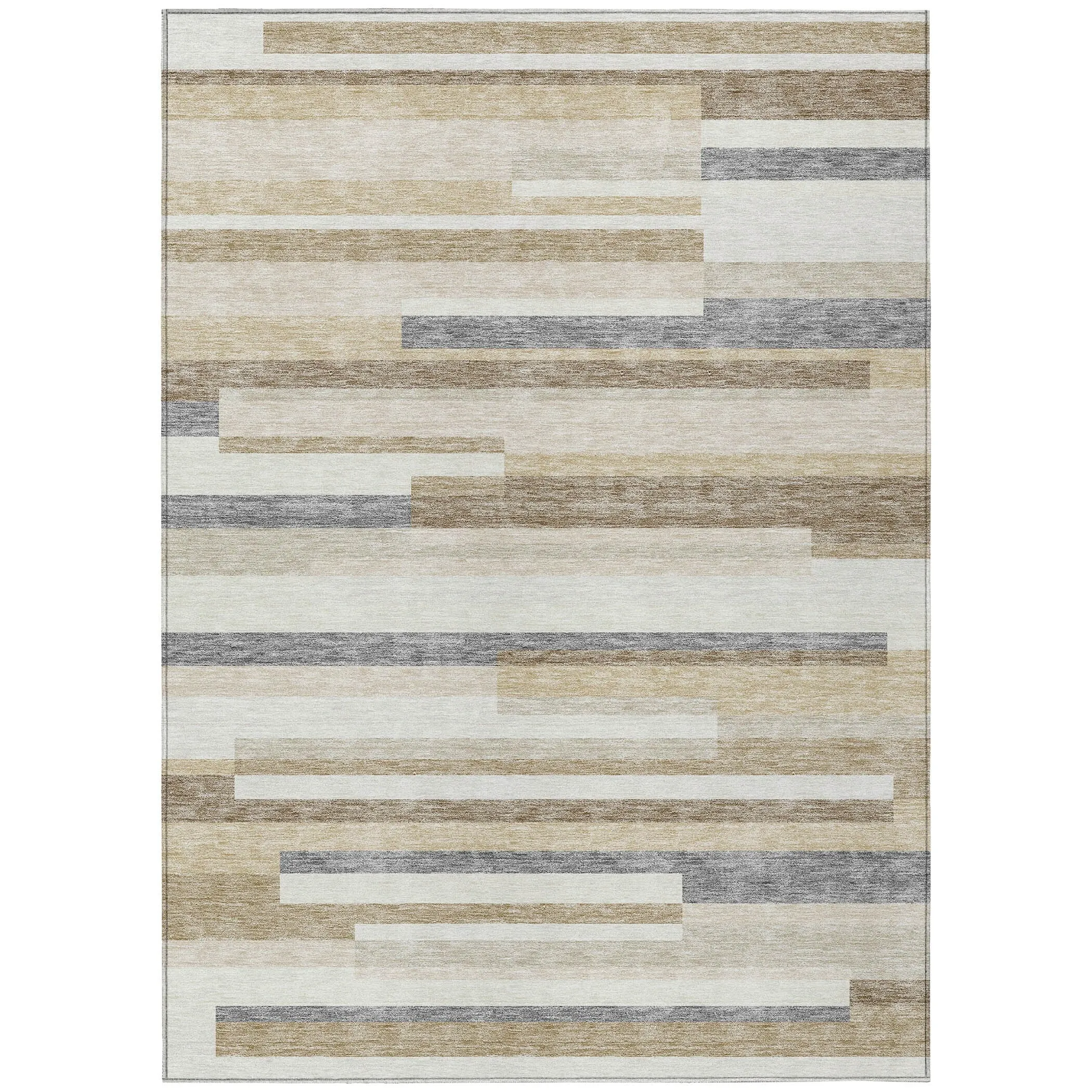 Machine Washable Indoor/ Outdoor Modern Stripes Chantille Rug