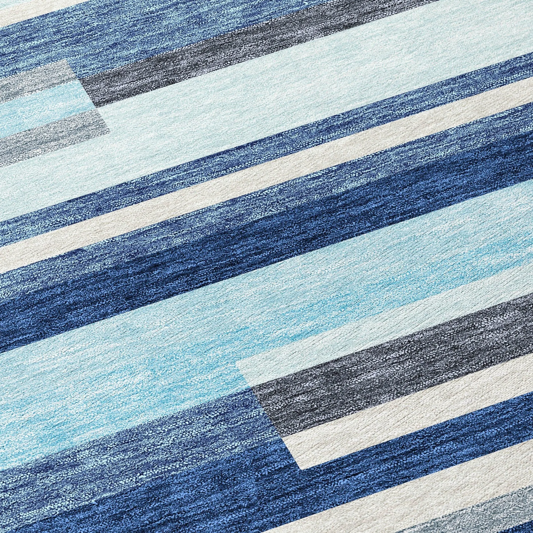 Machine Washable Indoor/ Outdoor Modern Stripes Chantille Rug