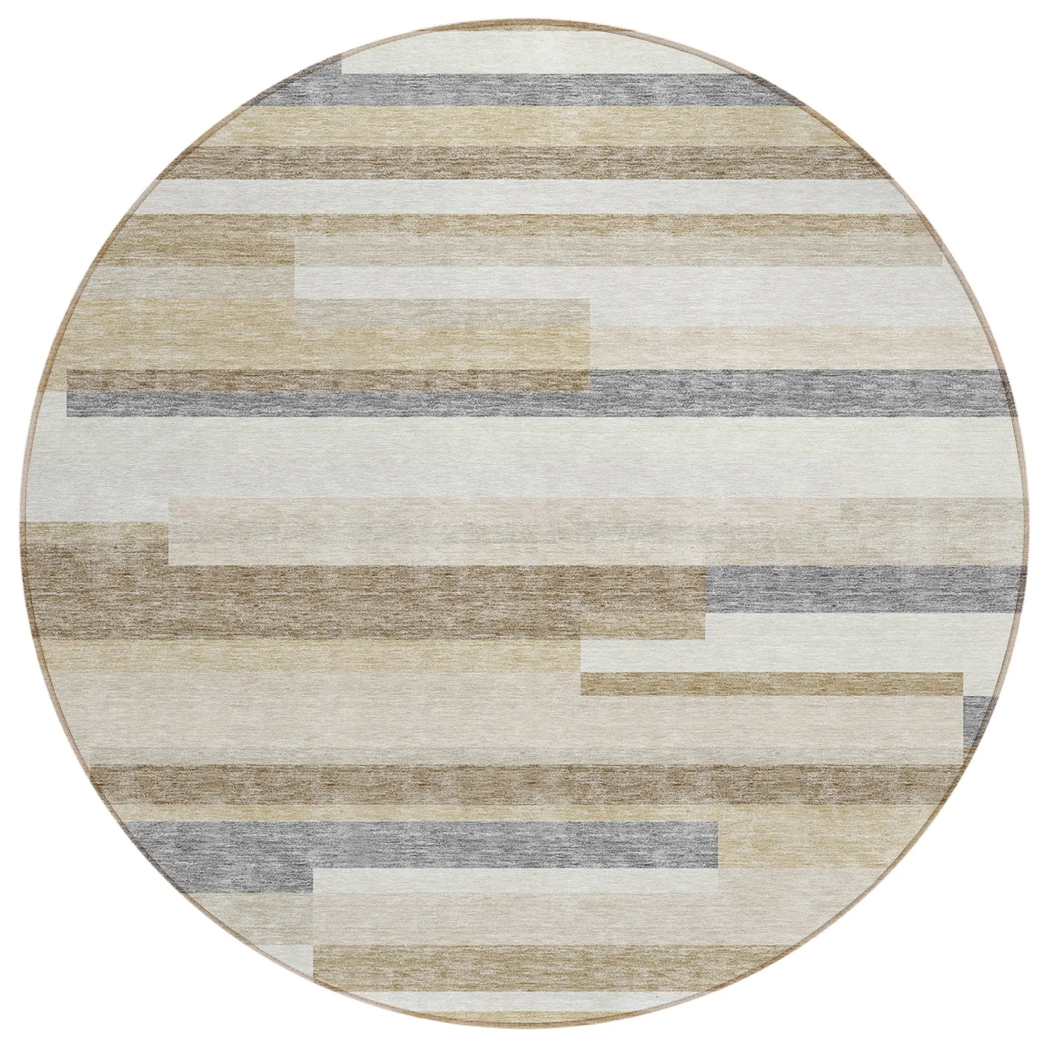 Machine Washable Indoor/ Outdoor Modern Stripes Chantille Rug