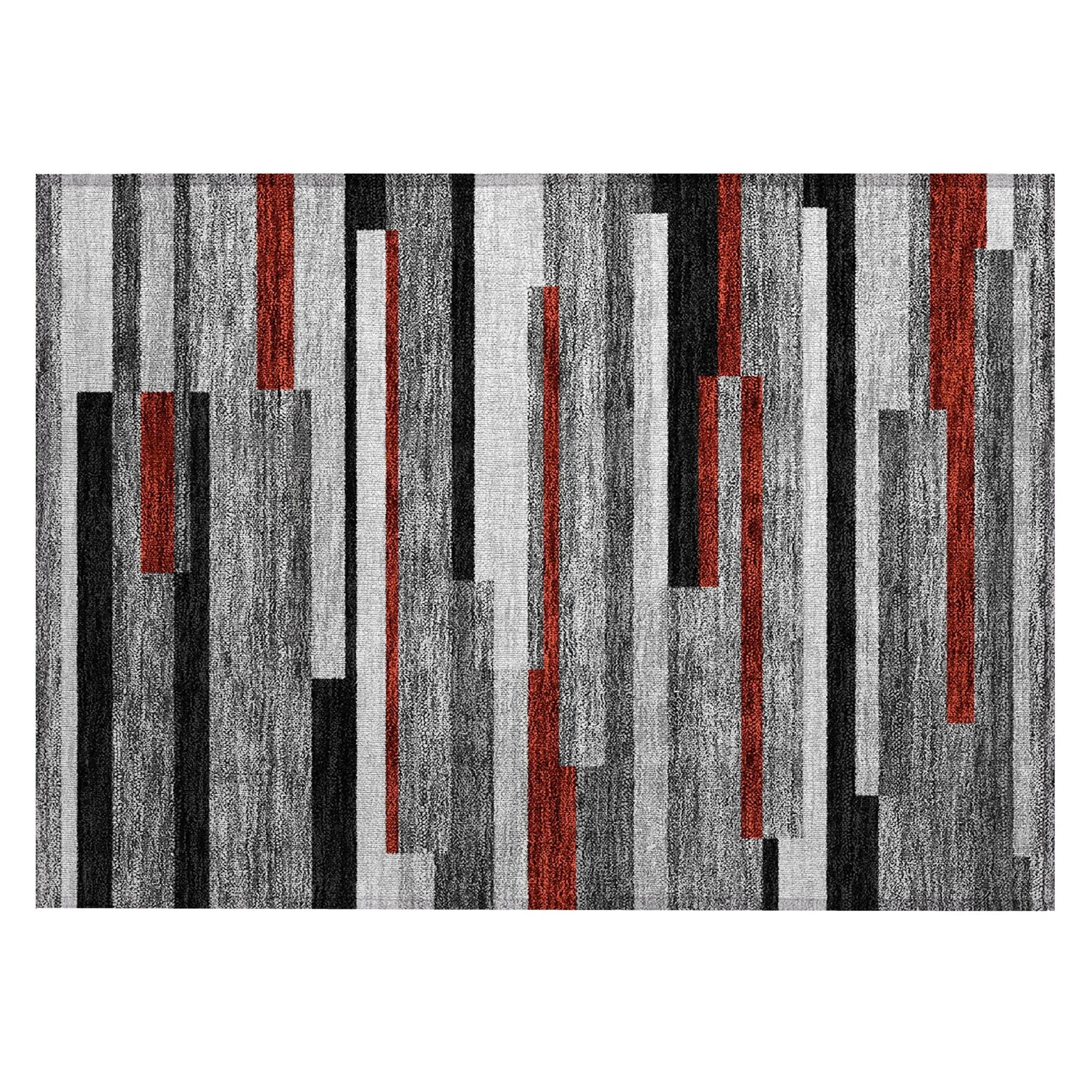 Machine Washable Indoor/ Outdoor Modern Stripes Chantille Rug