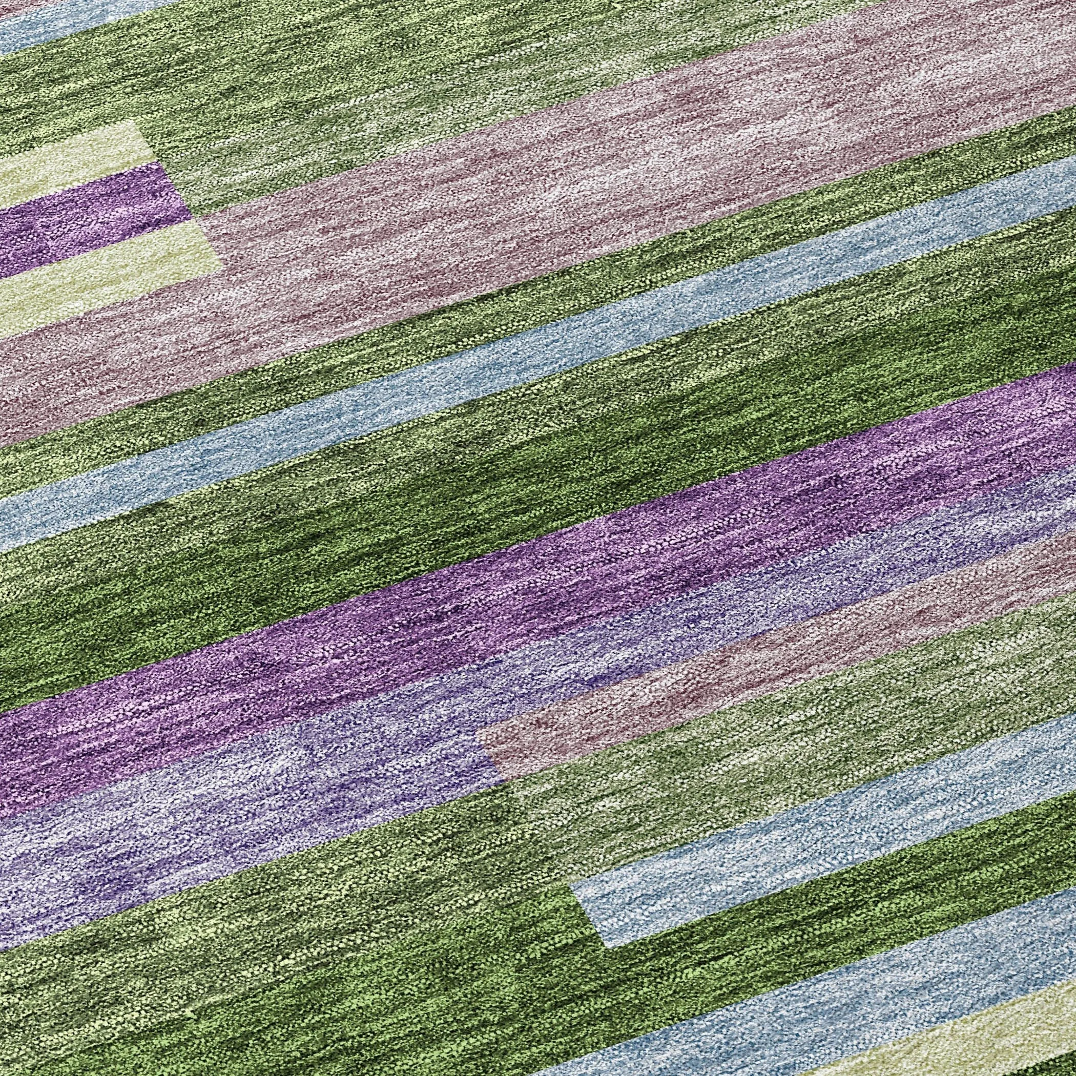 Machine Washable Indoor/ Outdoor Modern Stripes Chantille Rug