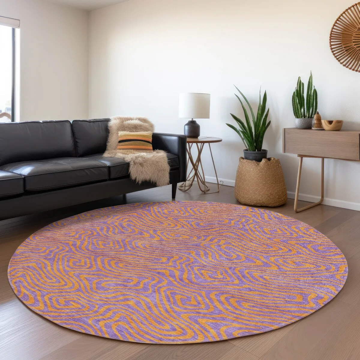 Machine Washable Indoor/ Outdoor Modern Trance Chantille Rug
