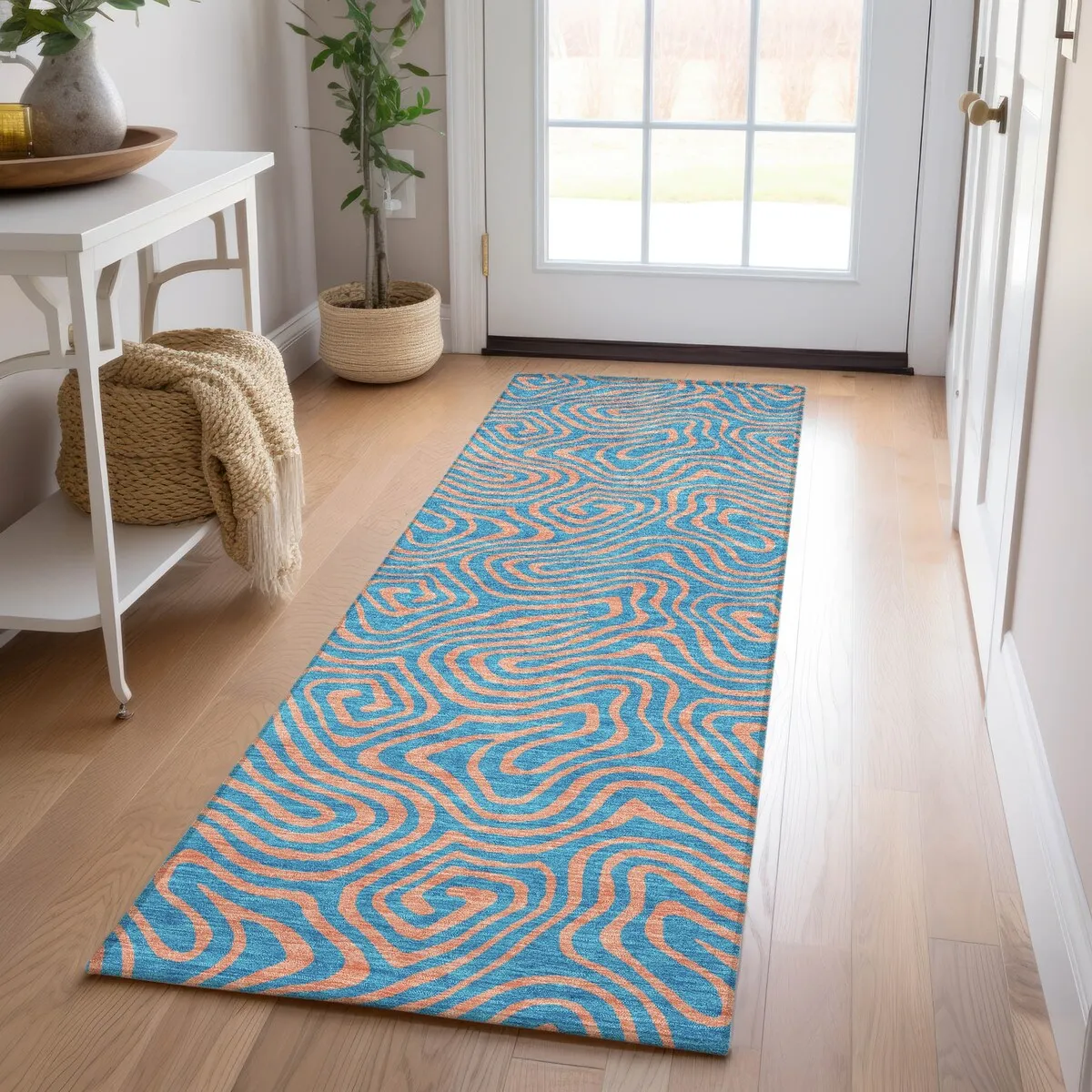 Machine Washable Indoor/ Outdoor Modern Trance Chantille Rug