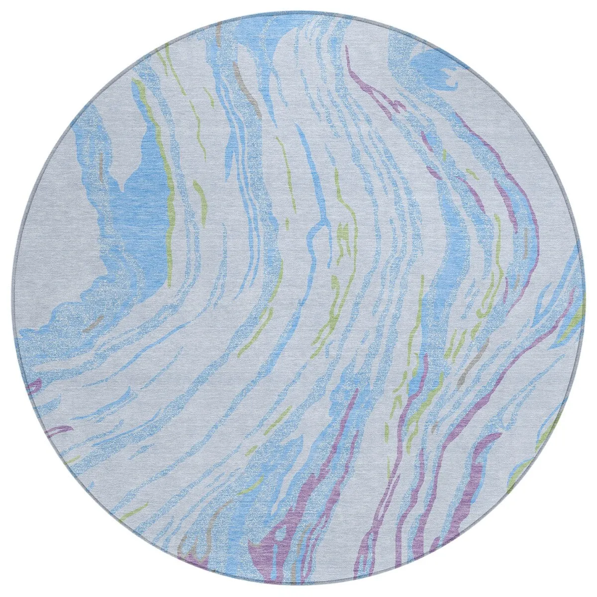 Machine Washable Indoor/ Outdoor Modern Wave Chantille Rug