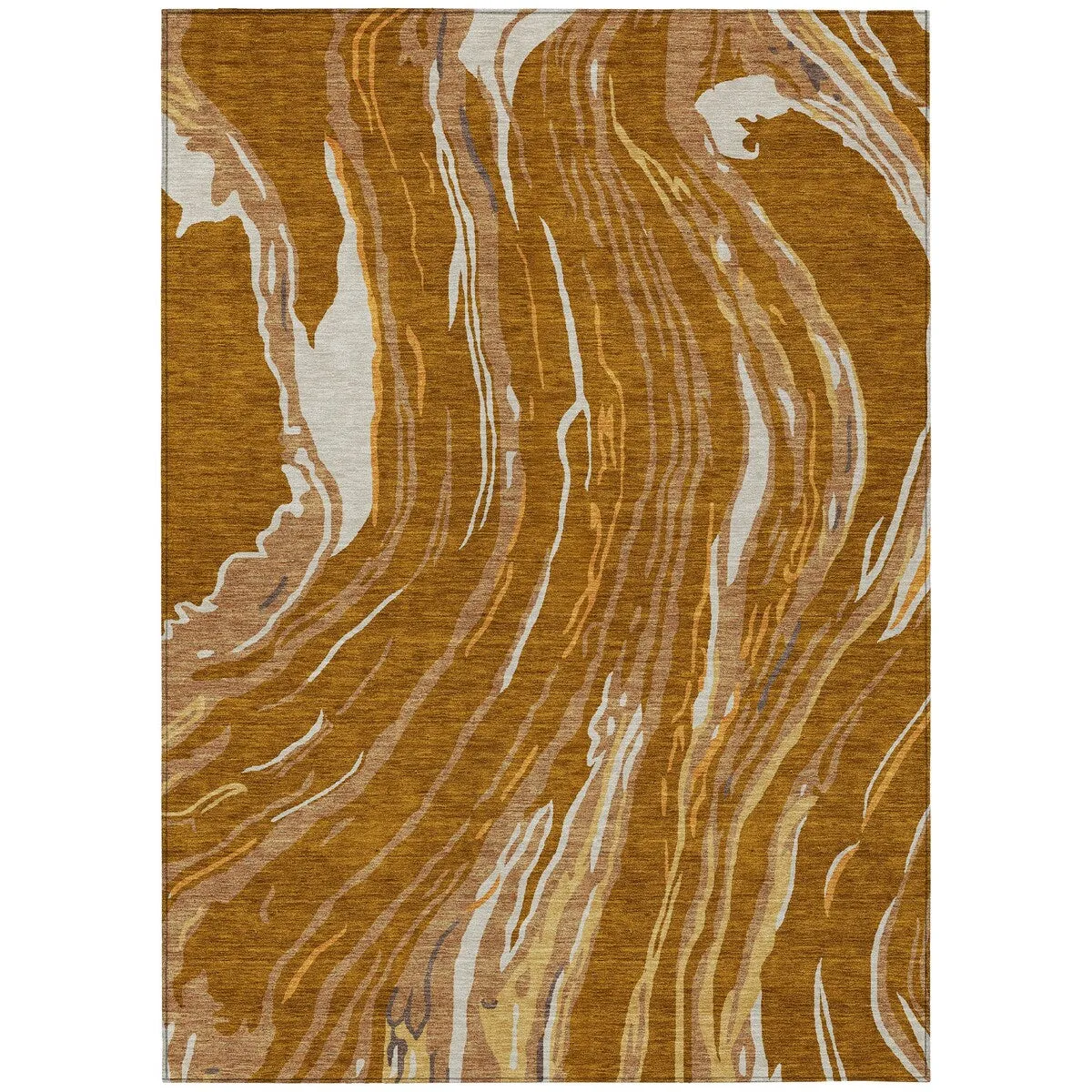 Machine Washable Indoor/ Outdoor Modern Wave Chantille Rug