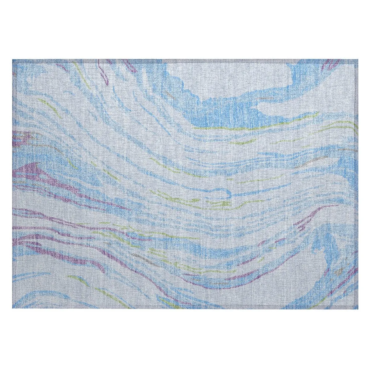 Machine Washable Indoor/ Outdoor Modern Wave Chantille Rug