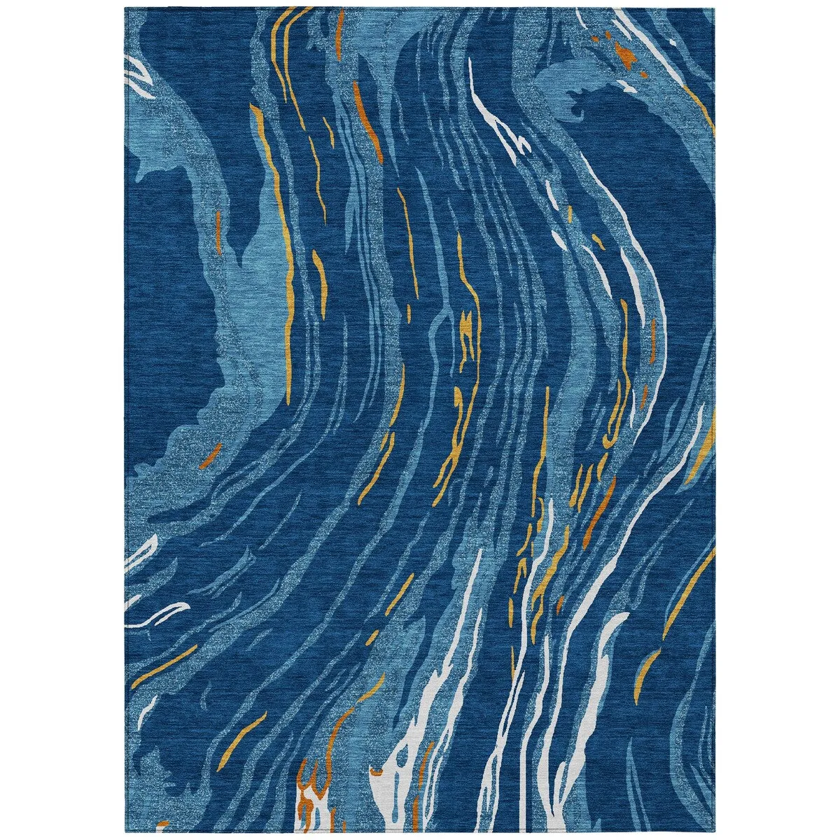 Machine Washable Indoor/ Outdoor Modern Wave Chantille Rug