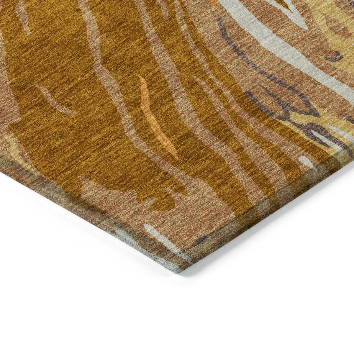 Machine Washable Indoor/ Outdoor Modern Wave Chantille Rug