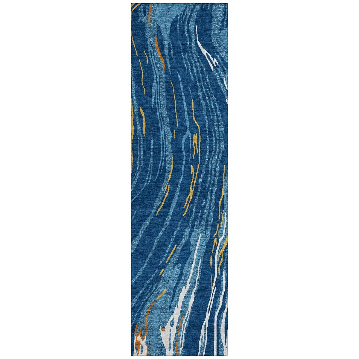 Machine Washable Indoor/ Outdoor Modern Wave Chantille Rug