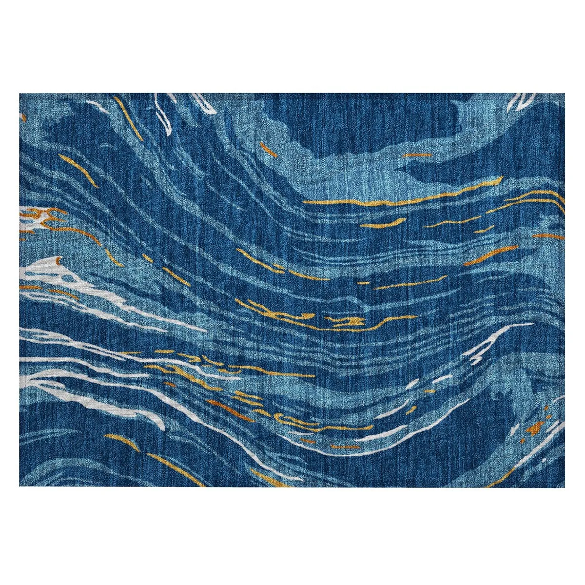 Machine Washable Indoor/ Outdoor Modern Wave Chantille Rug