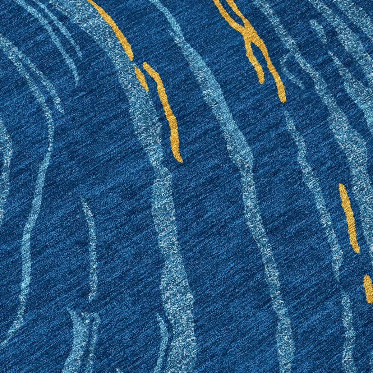Machine Washable Indoor/ Outdoor Modern Wave Chantille Rug