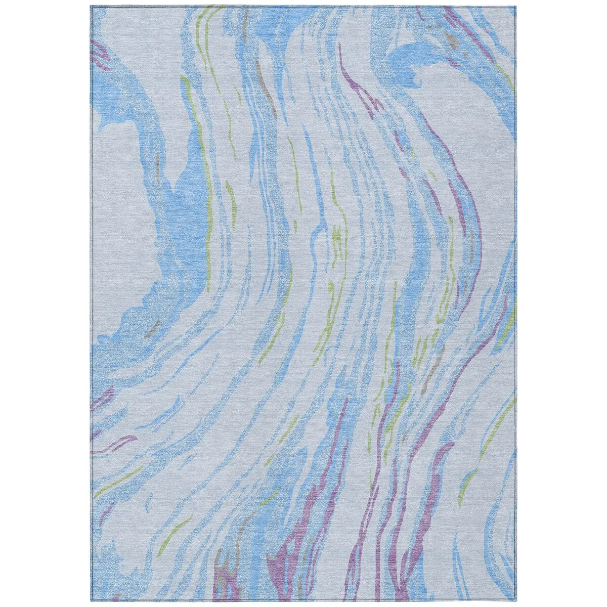 Machine Washable Indoor/ Outdoor Modern Wave Chantille Rug